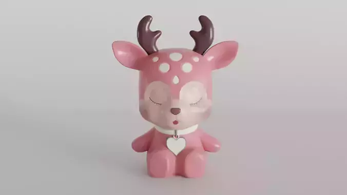 Adorable Pink Baby Deer 3D print model