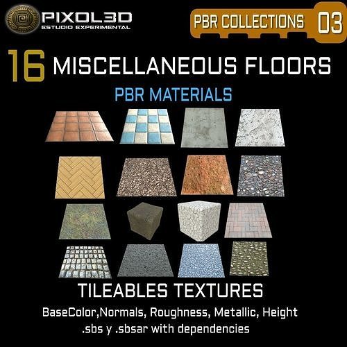 Miscellaneous Floors  16 PBR Tileable Textures Texture