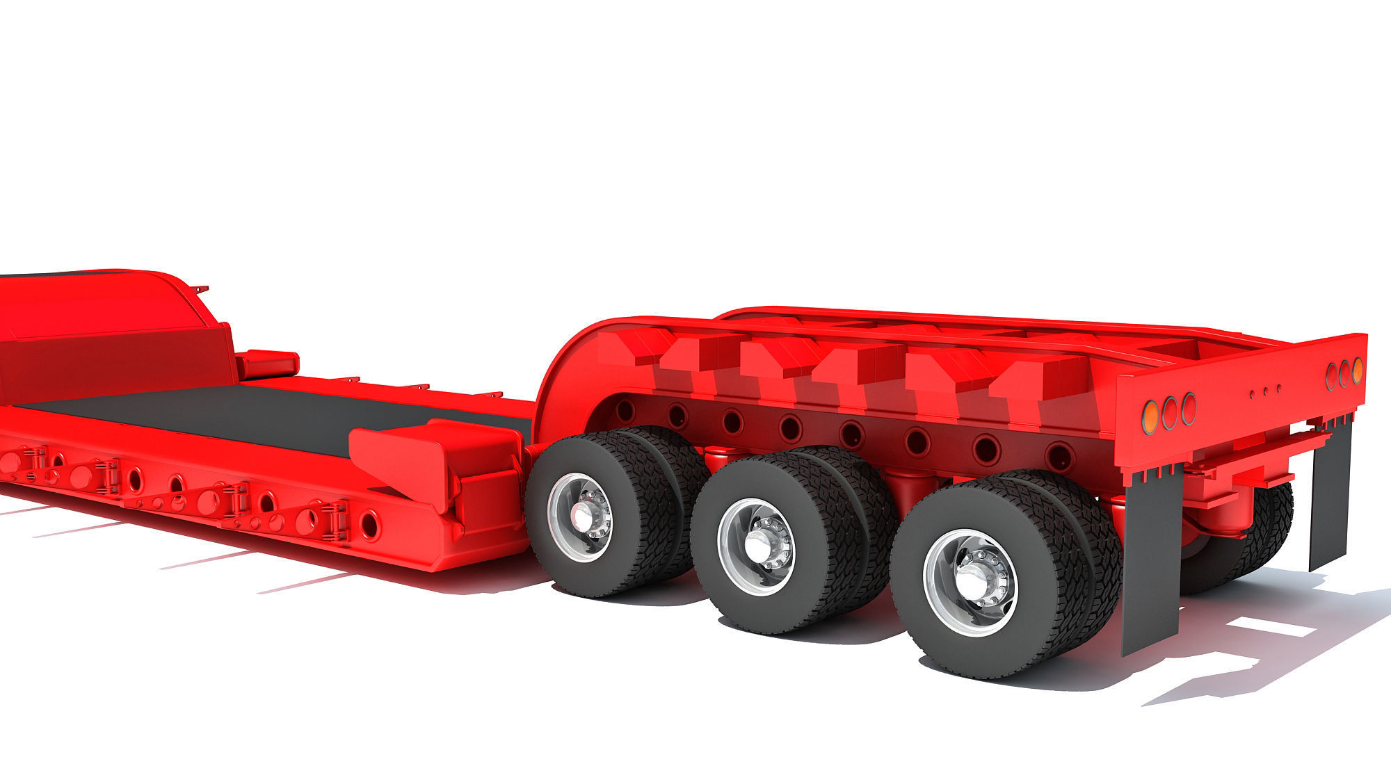 Truck with Lowboy Trailer 3D model_14
