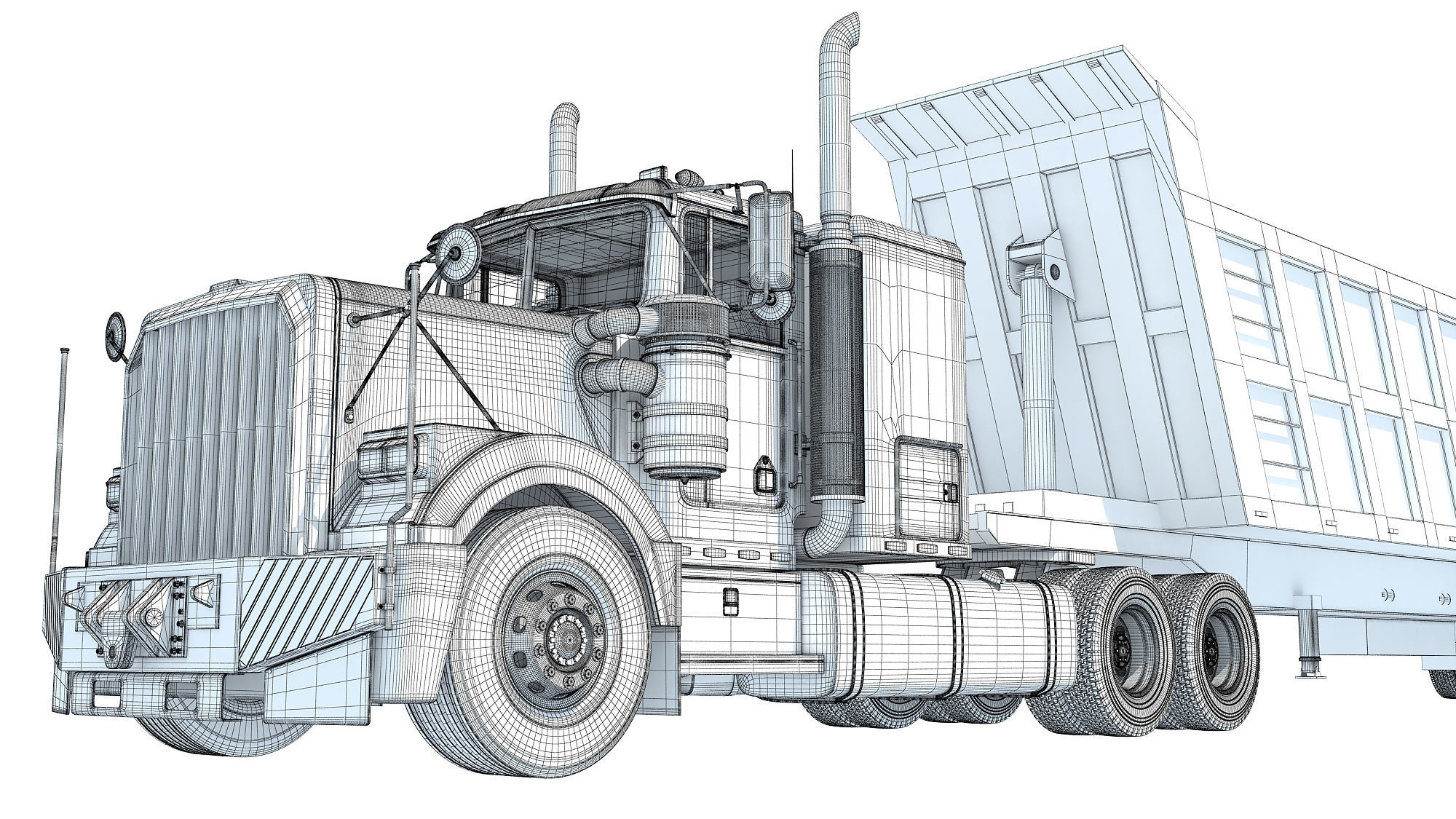 Truck with Tipper Trailer 3D model_21