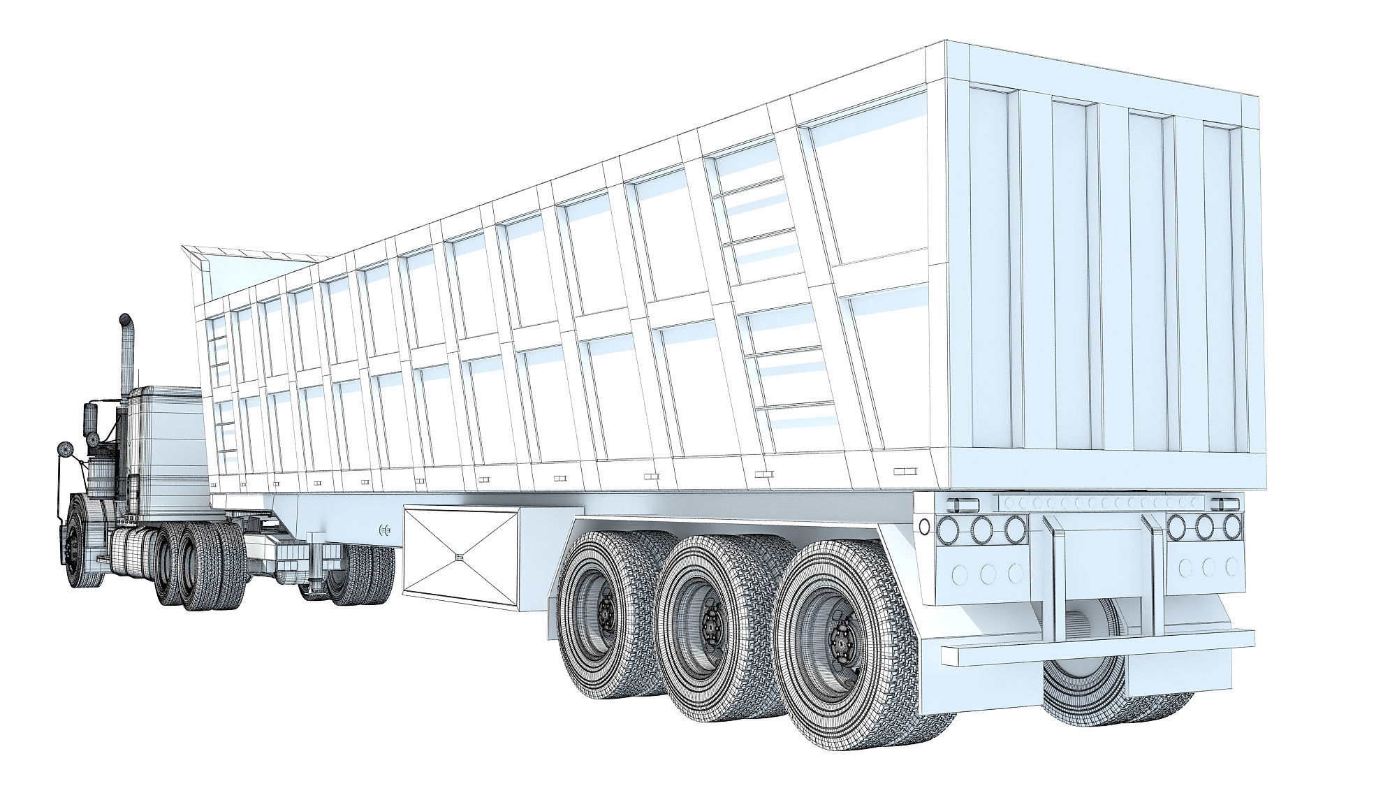 Truck with Tipper Trailer 3D model_18