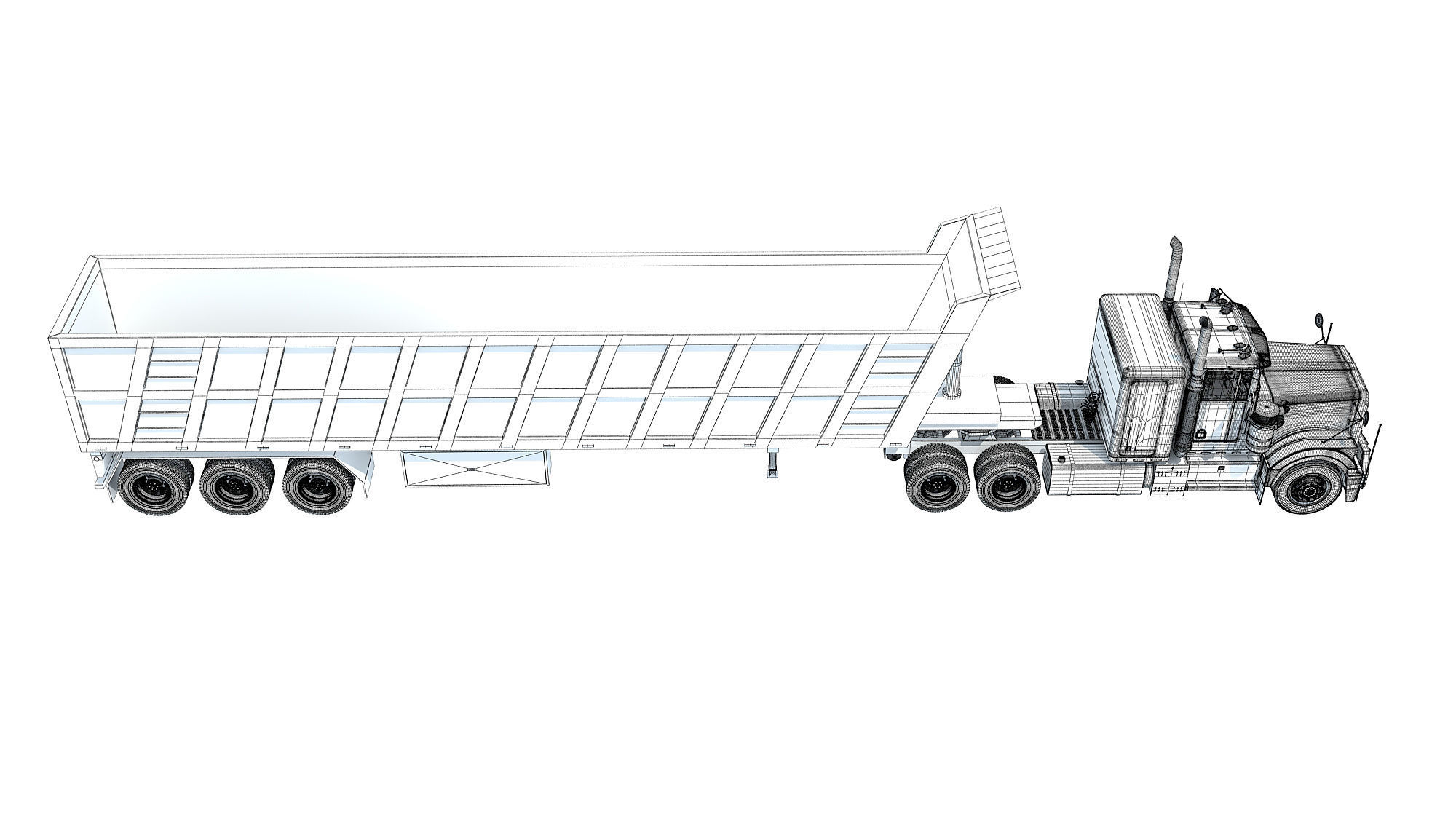 Truck with Tipper Trailer 3D model_19