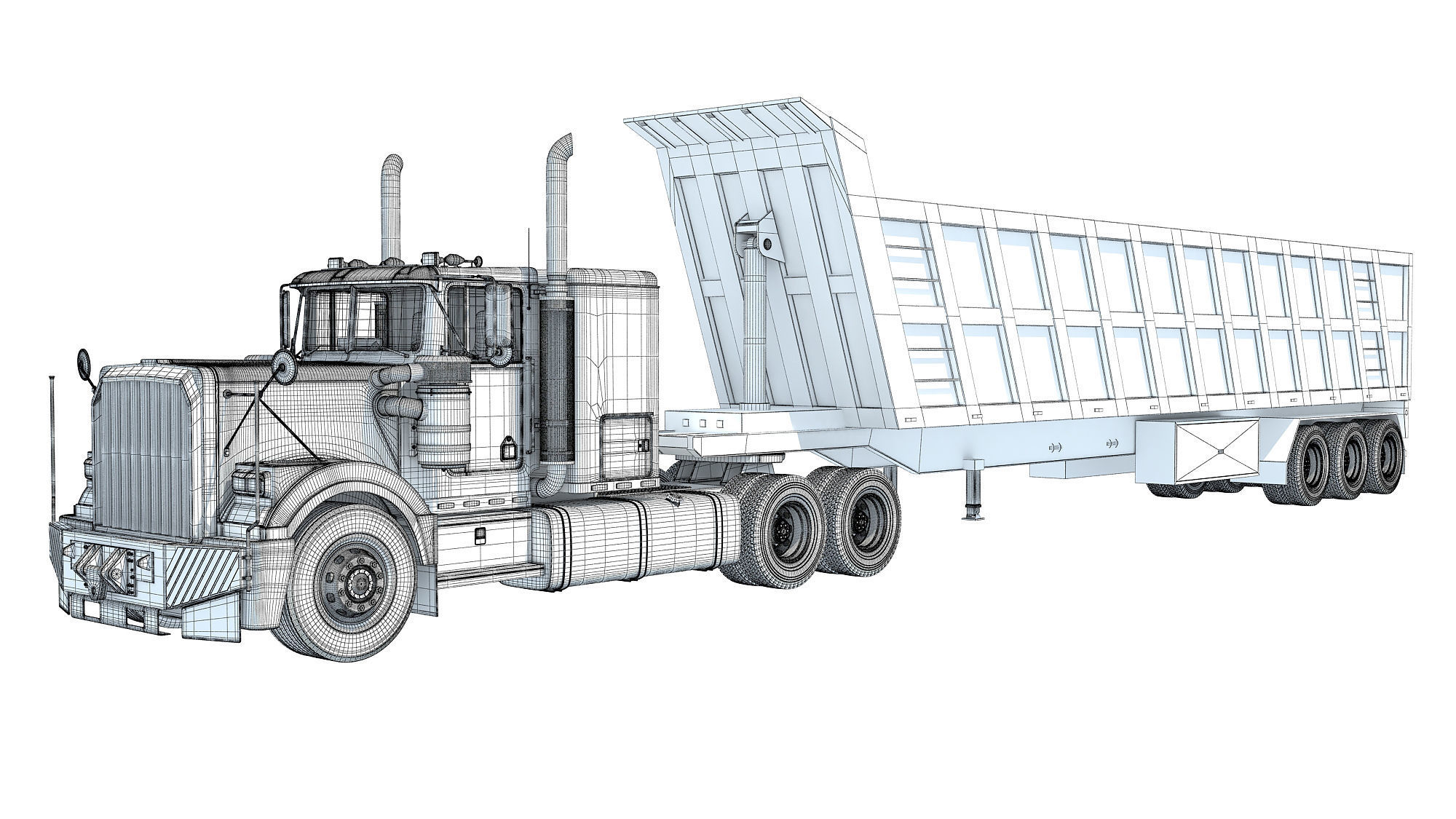 Truck with Tipper Trailer 3D model_17