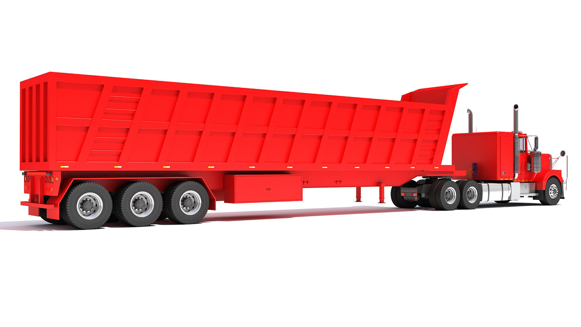 Truck with Tipper Trailer 3D model_4