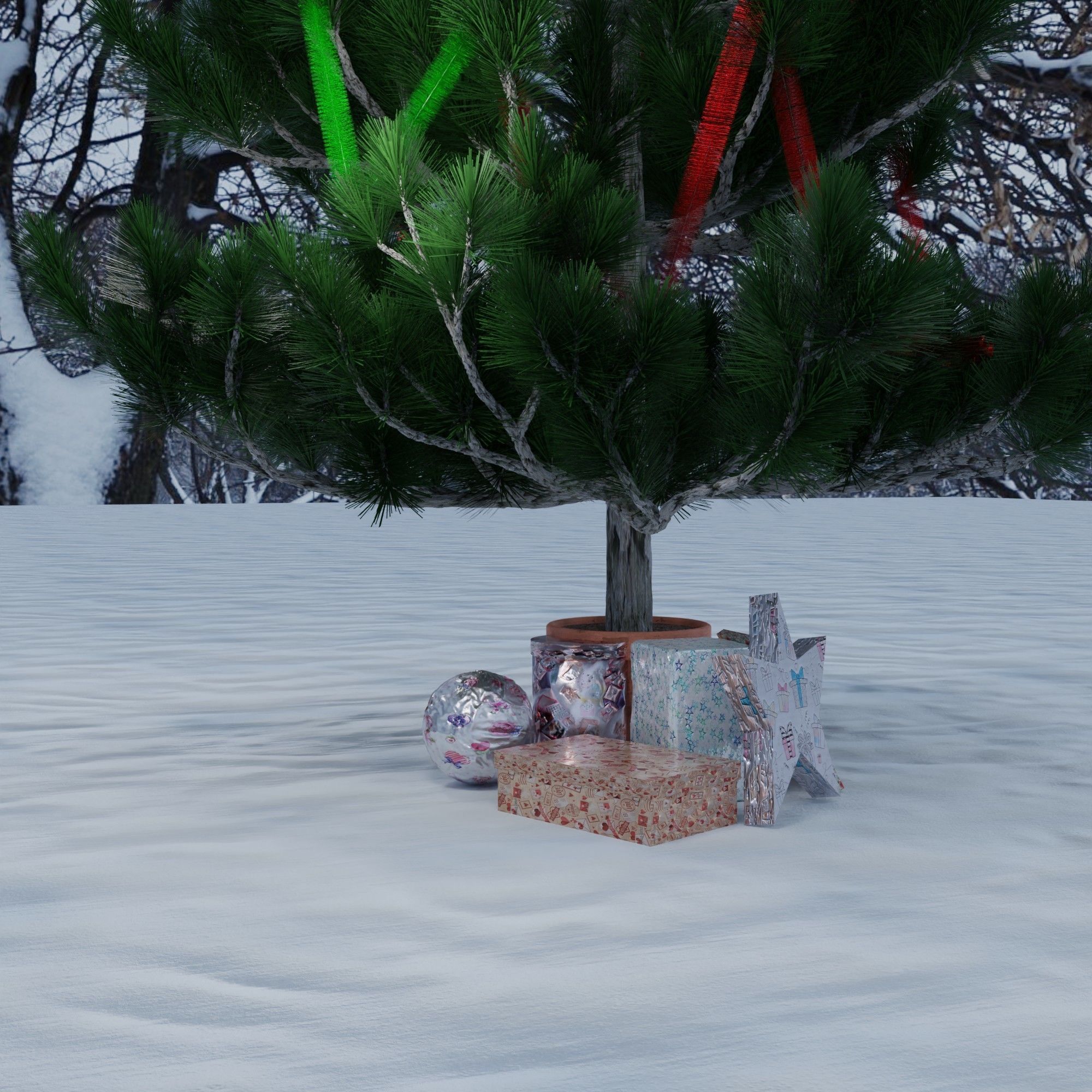 Christmas tree with gifts 3D model_9