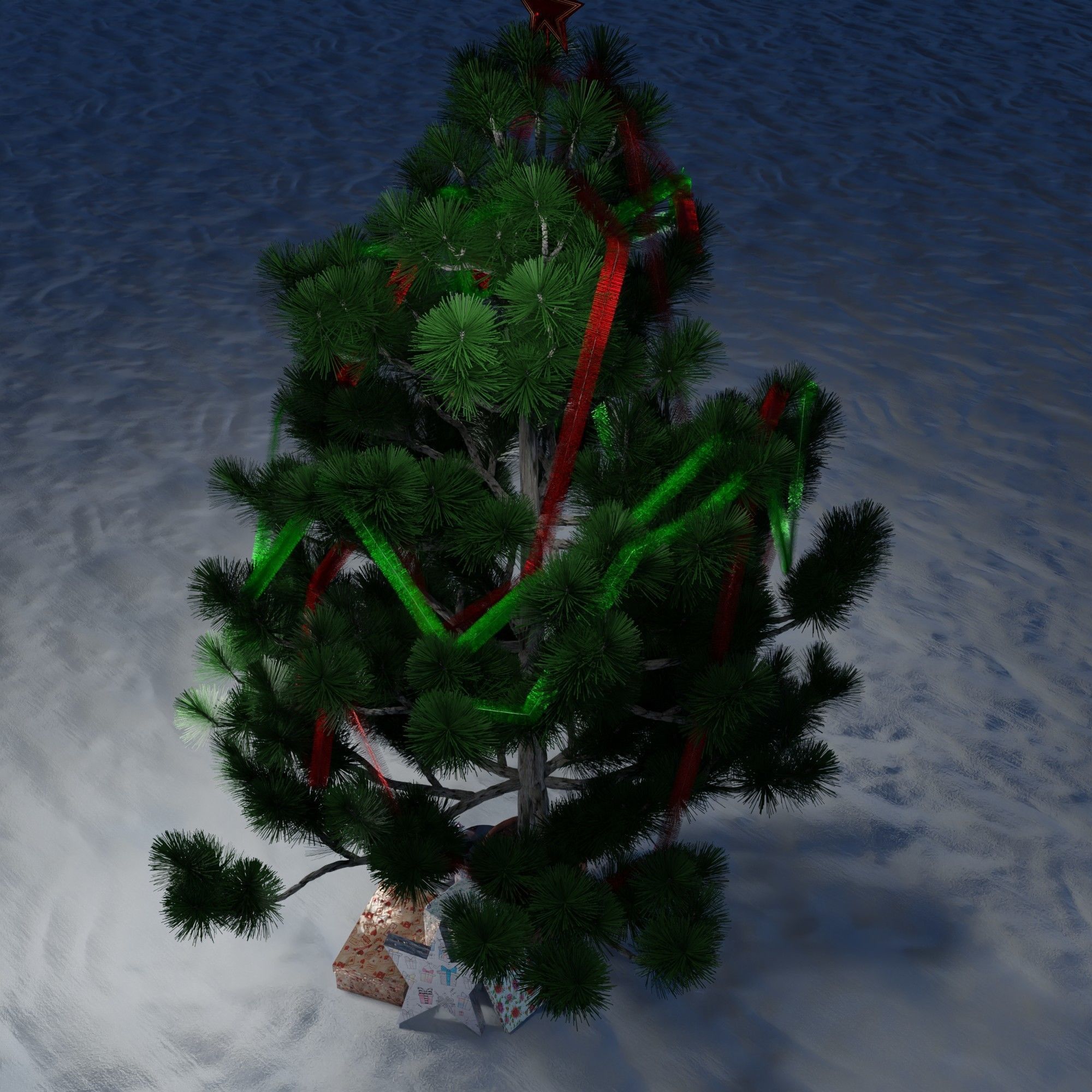 Christmas tree with gifts 3D model_7