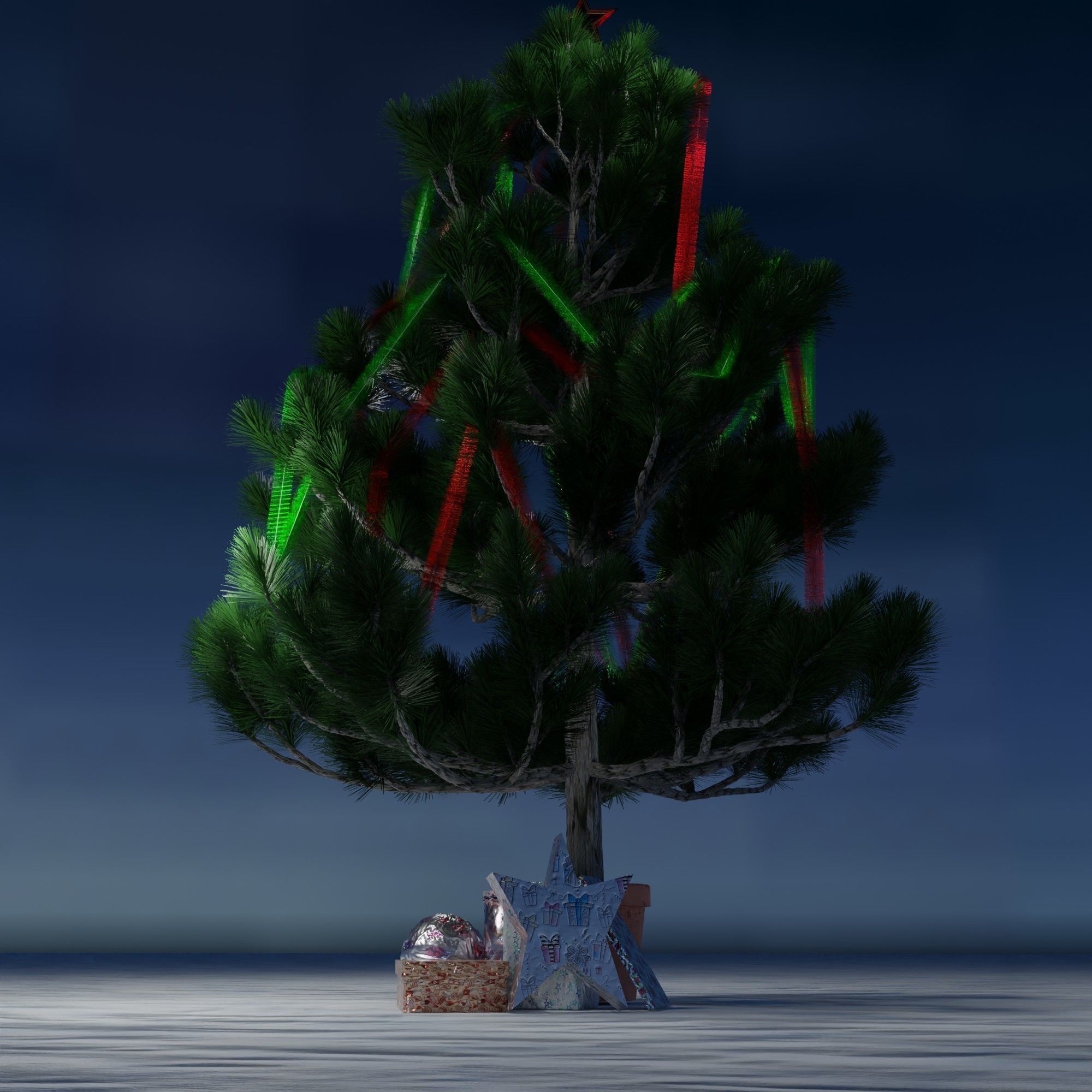 Christmas tree with gifts 3D model_6