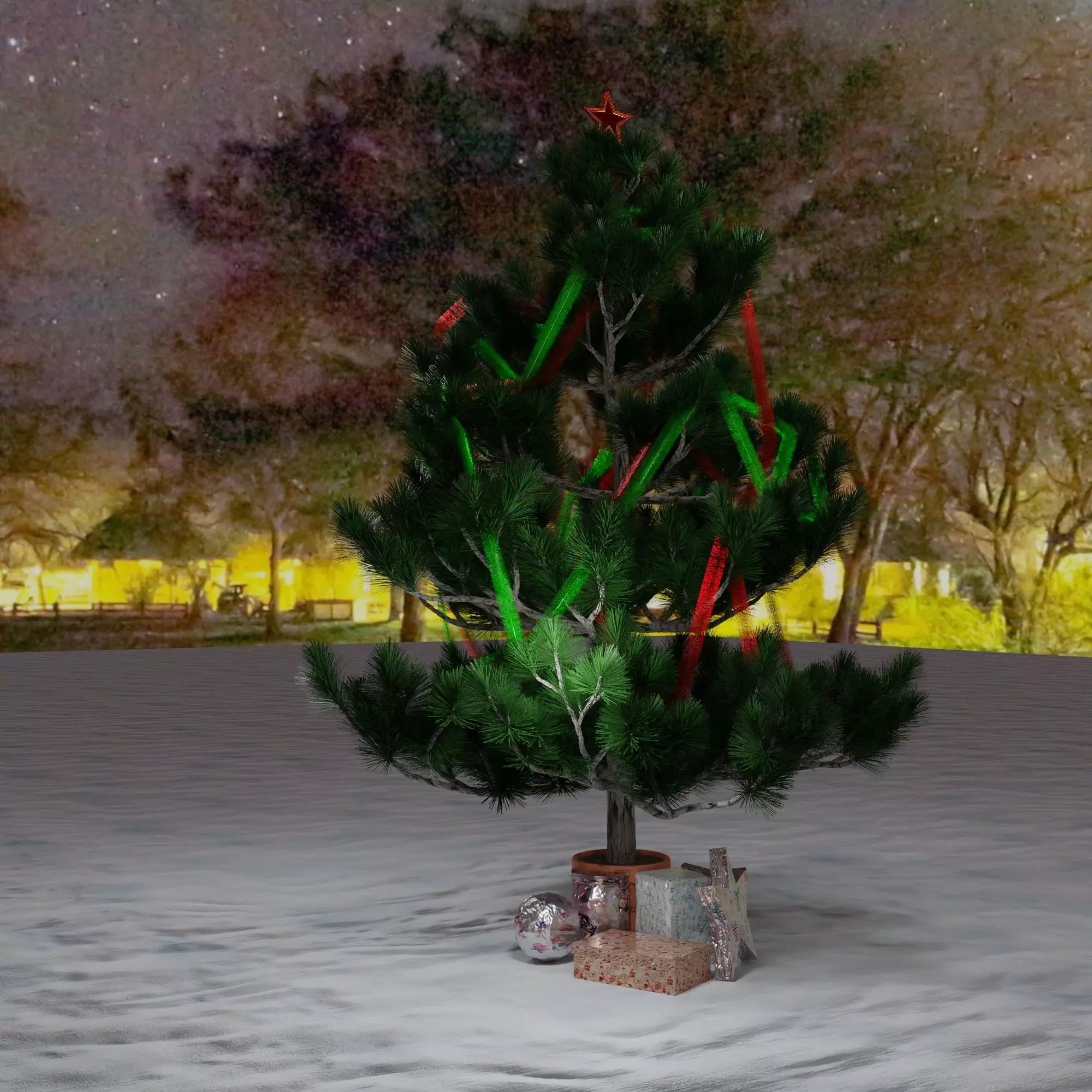 Christmas tree with gifts 3D model_0