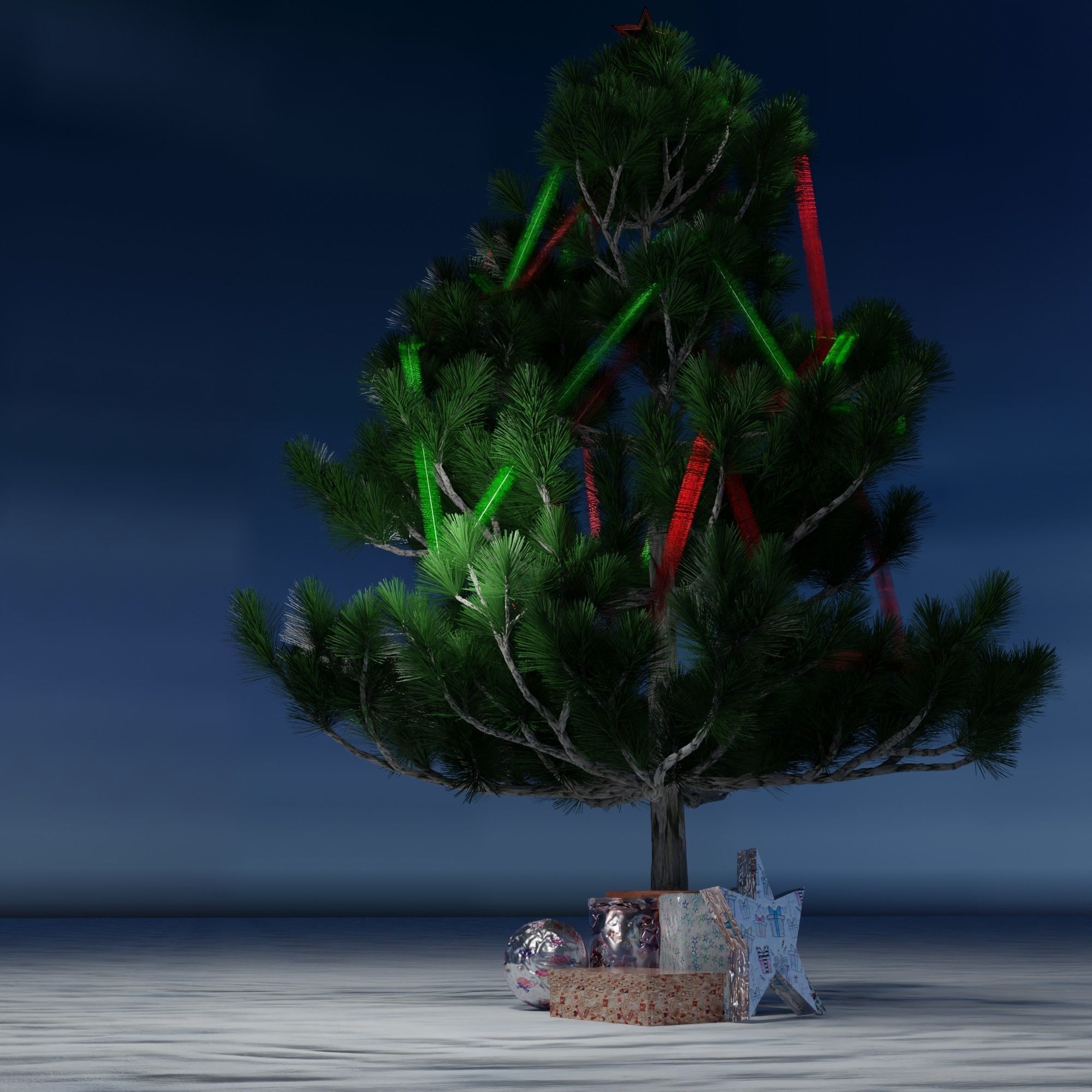Christmas tree with gifts 3D model_5