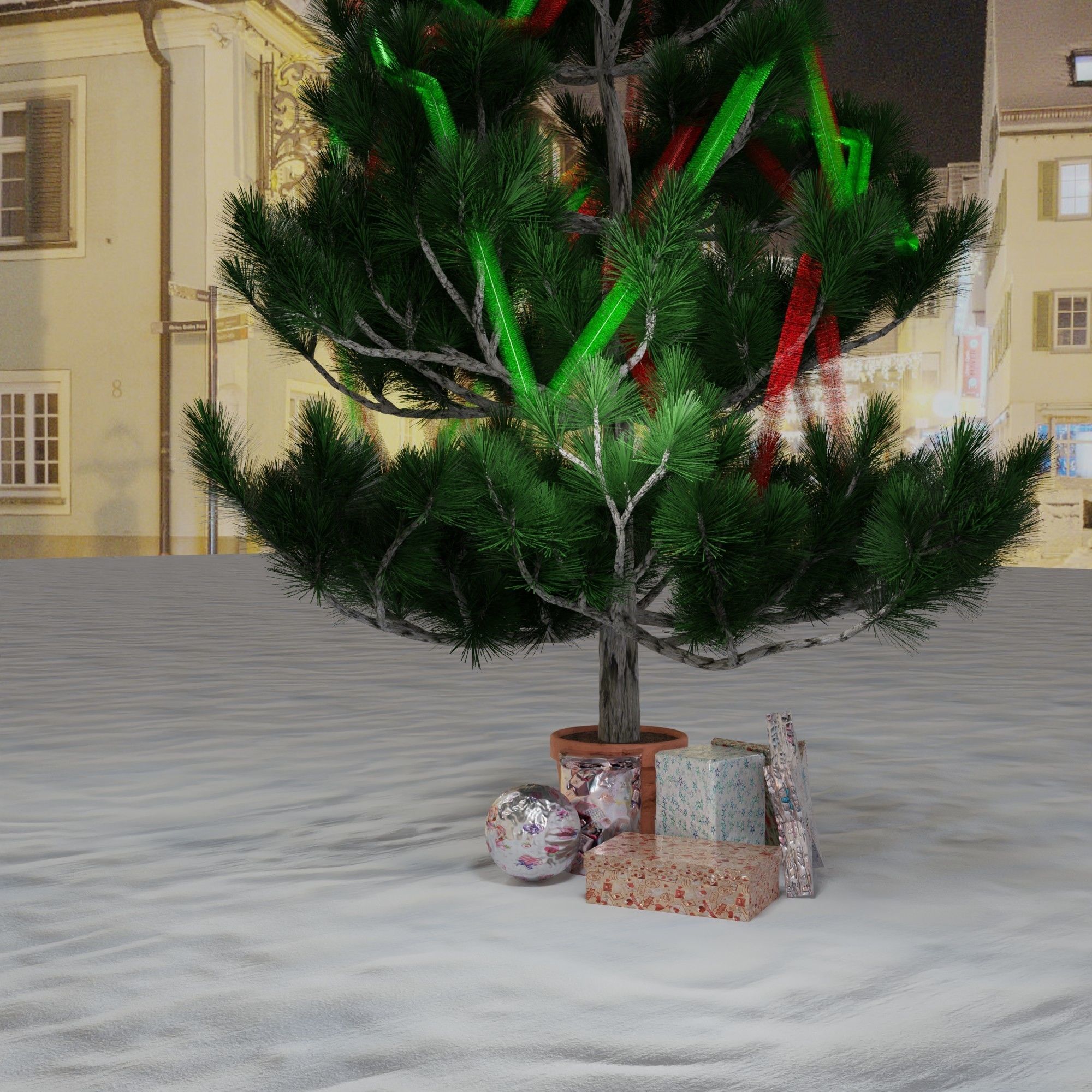 Christmas tree with gifts 3D model_3