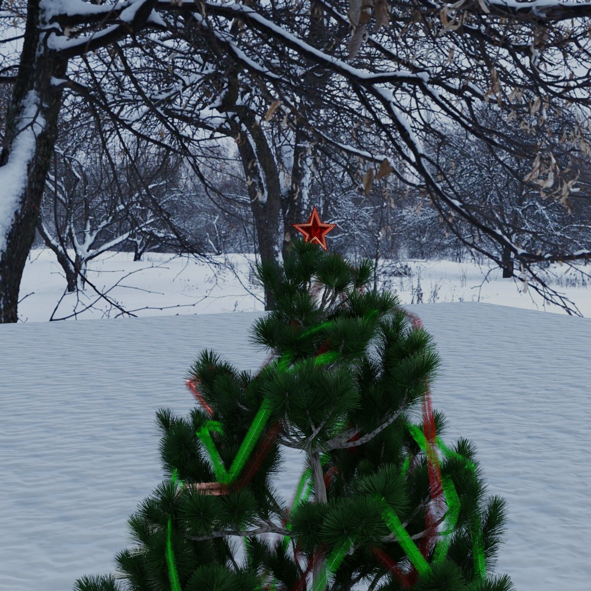 Christmas tree with gifts 3D model_2