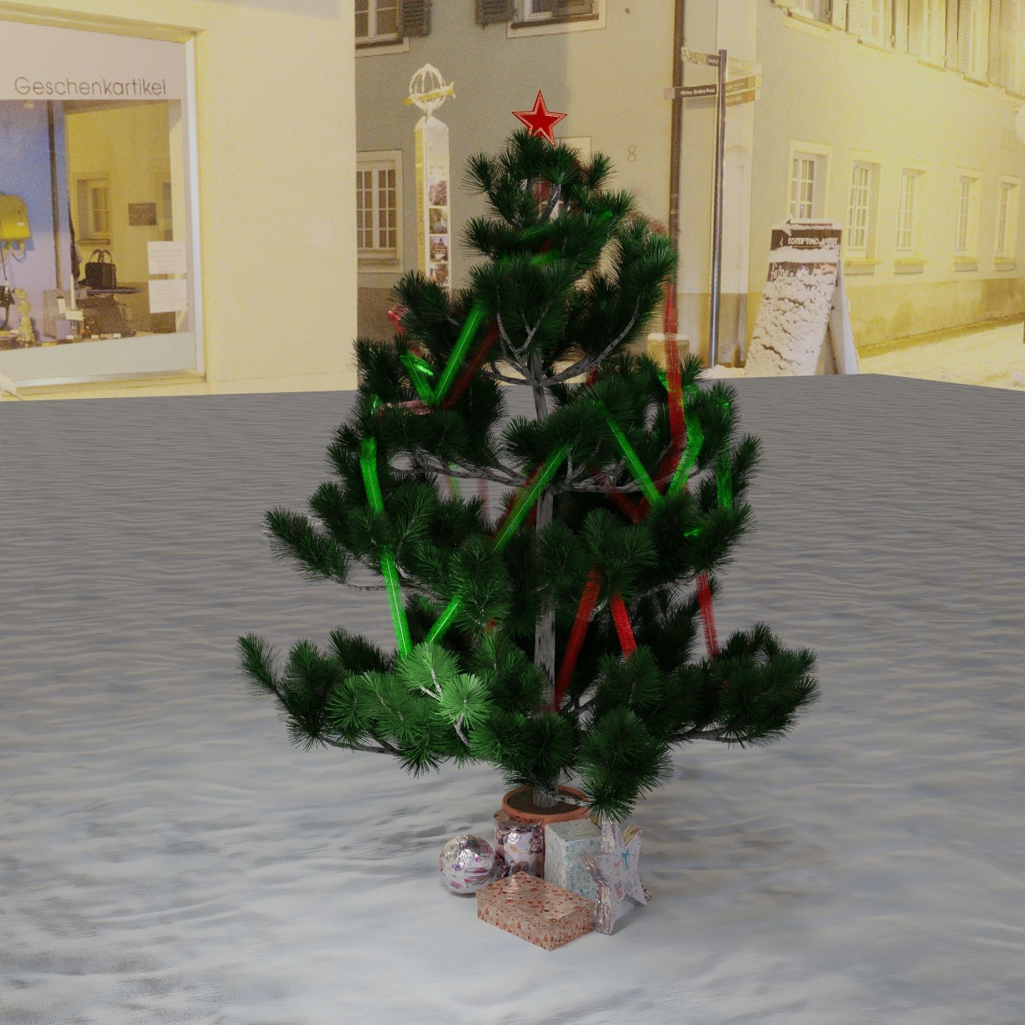 Christmas tree with gifts 3D model_1