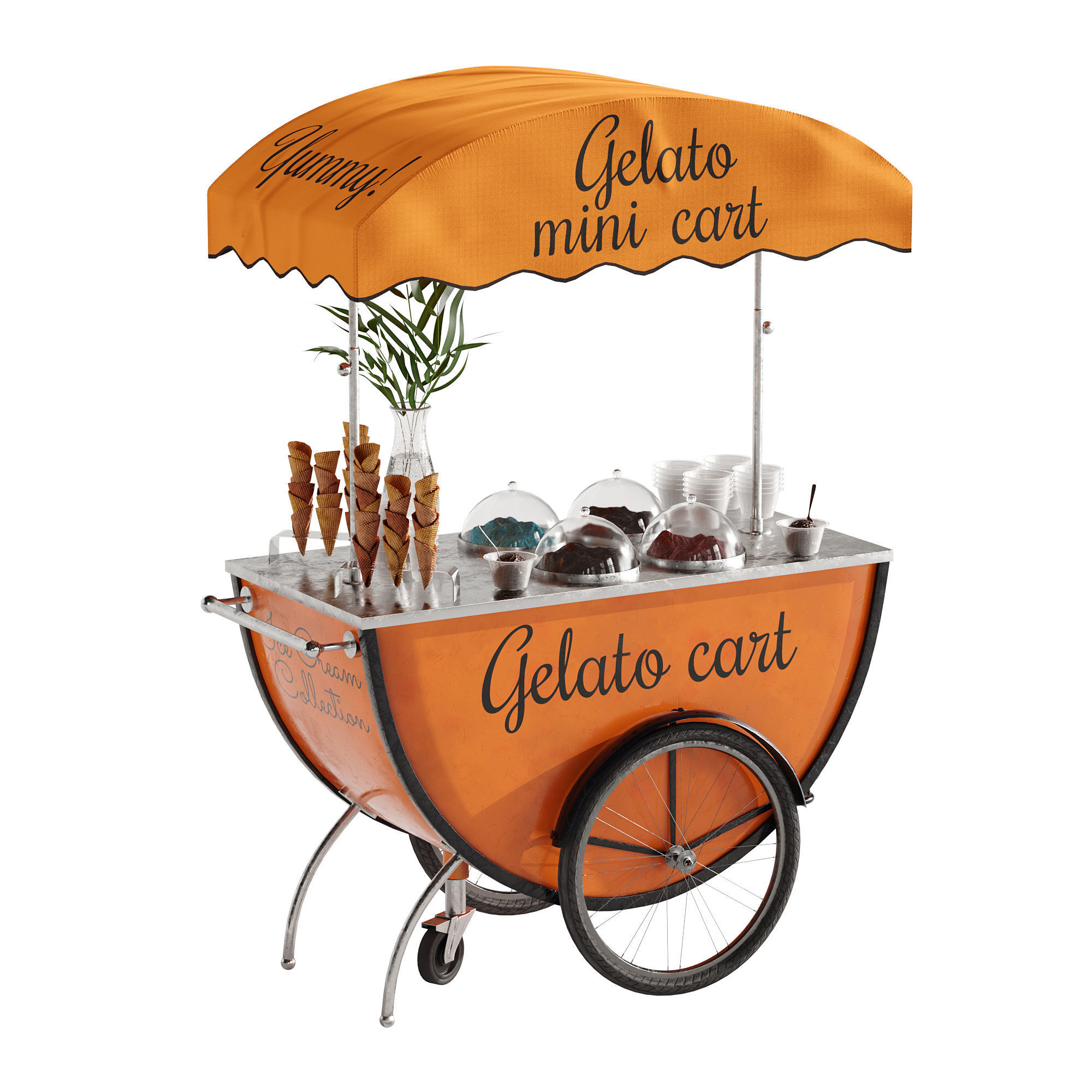 Gelato cart 2 orange 3D model_10