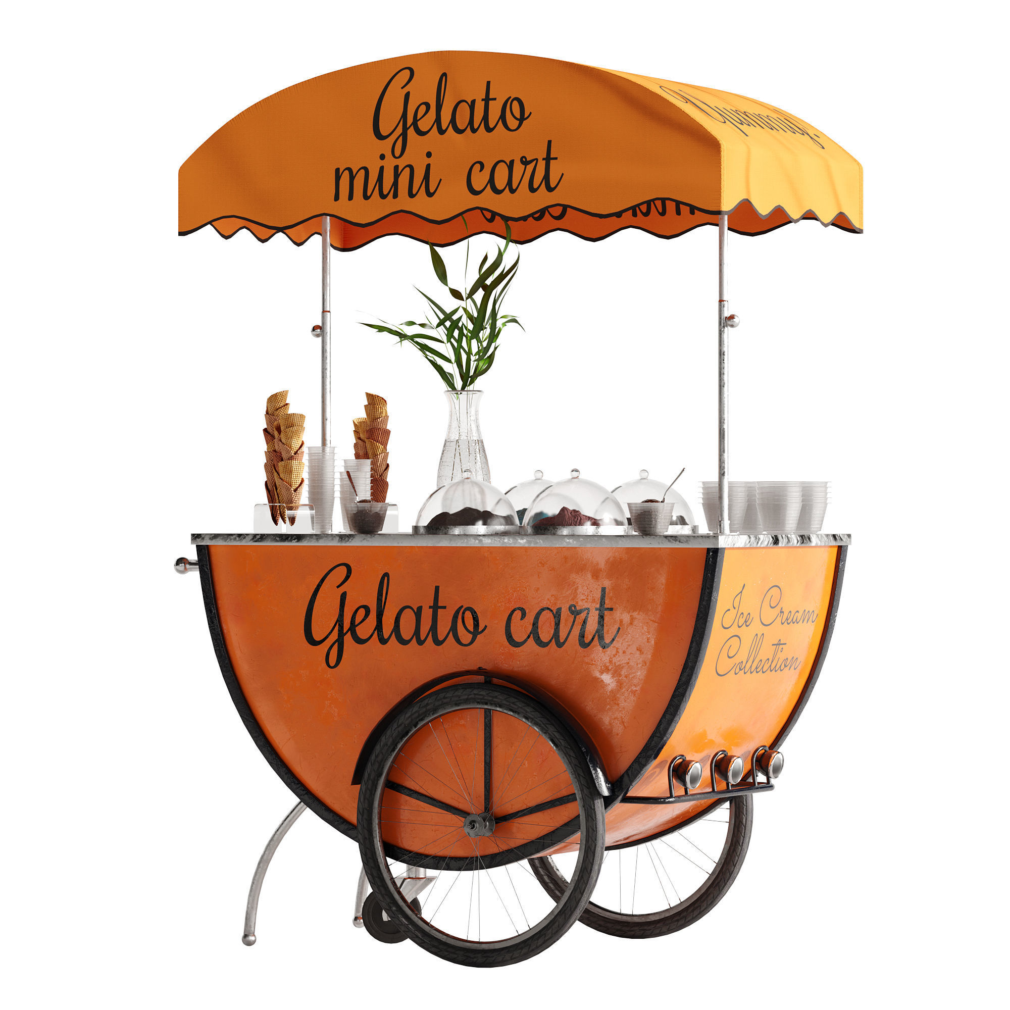 Gelato cart 2 orange 3D model_6