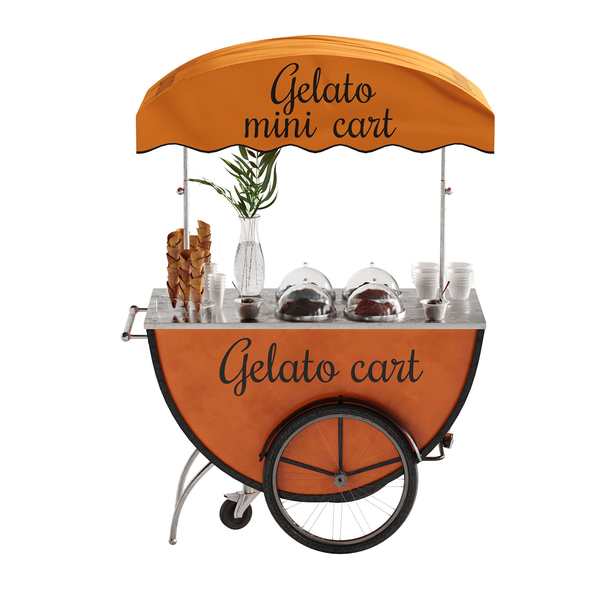 Gelato cart 2 orange 3D model_14
