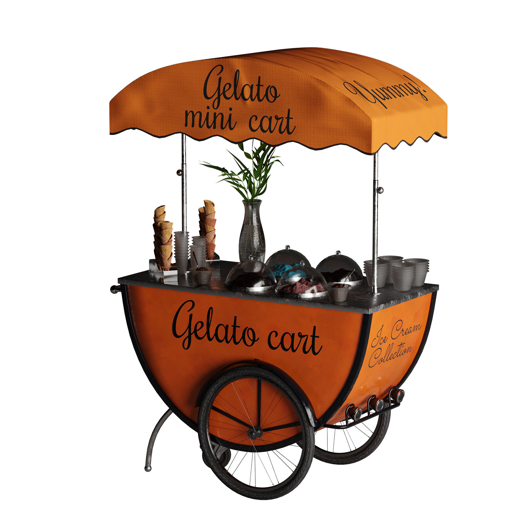 Gelato cart 2 orange 3D model_26