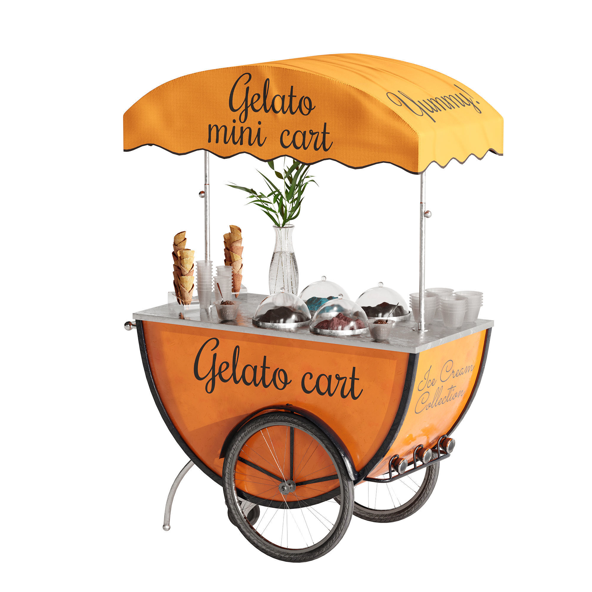 Gelato cart 2 orange 3D model_11