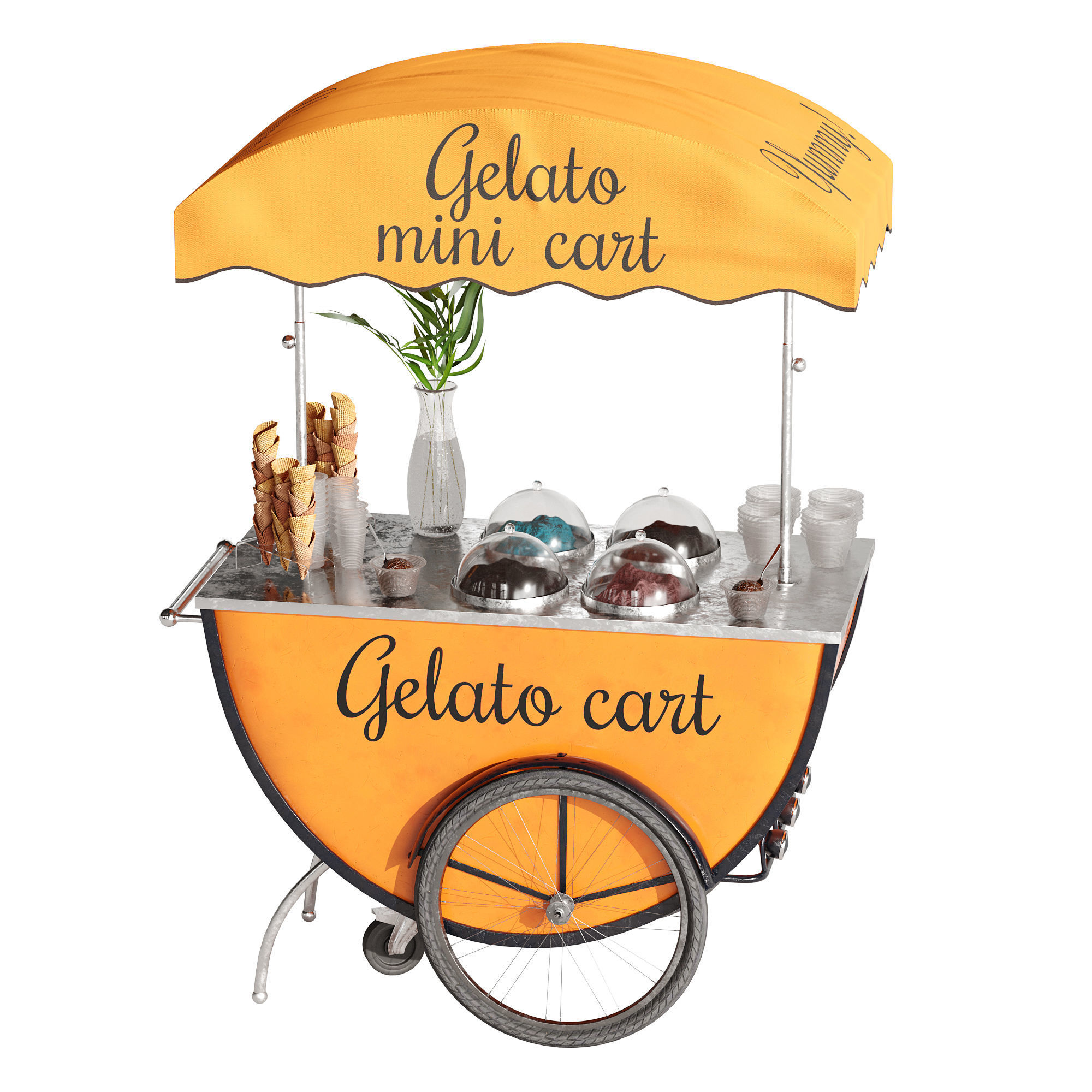 Gelato cart 2 orange 3D model_17
