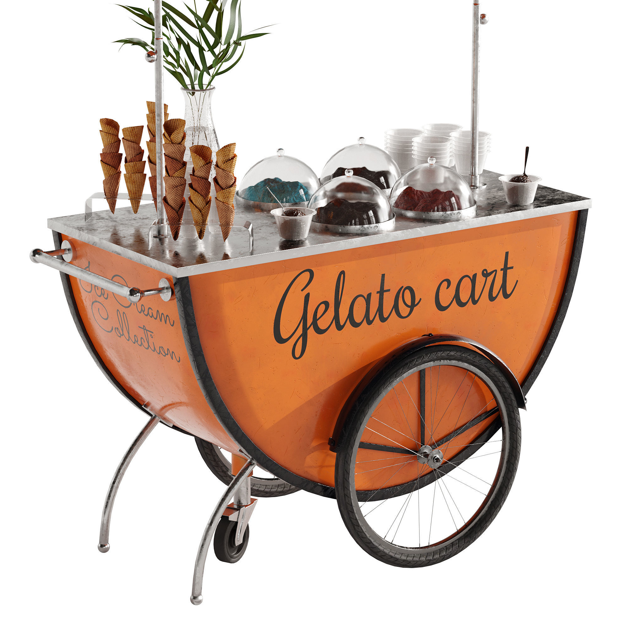 Gelato cart 2 orange 3D model_13