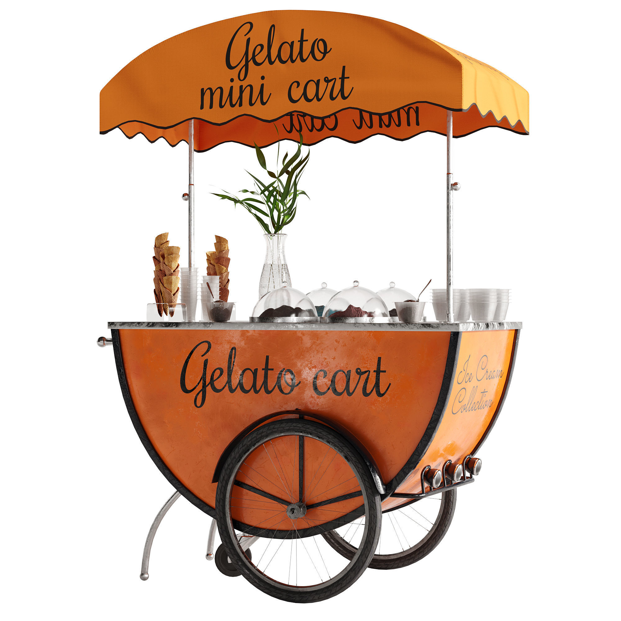 Gelato cart 2 orange 3D model_16