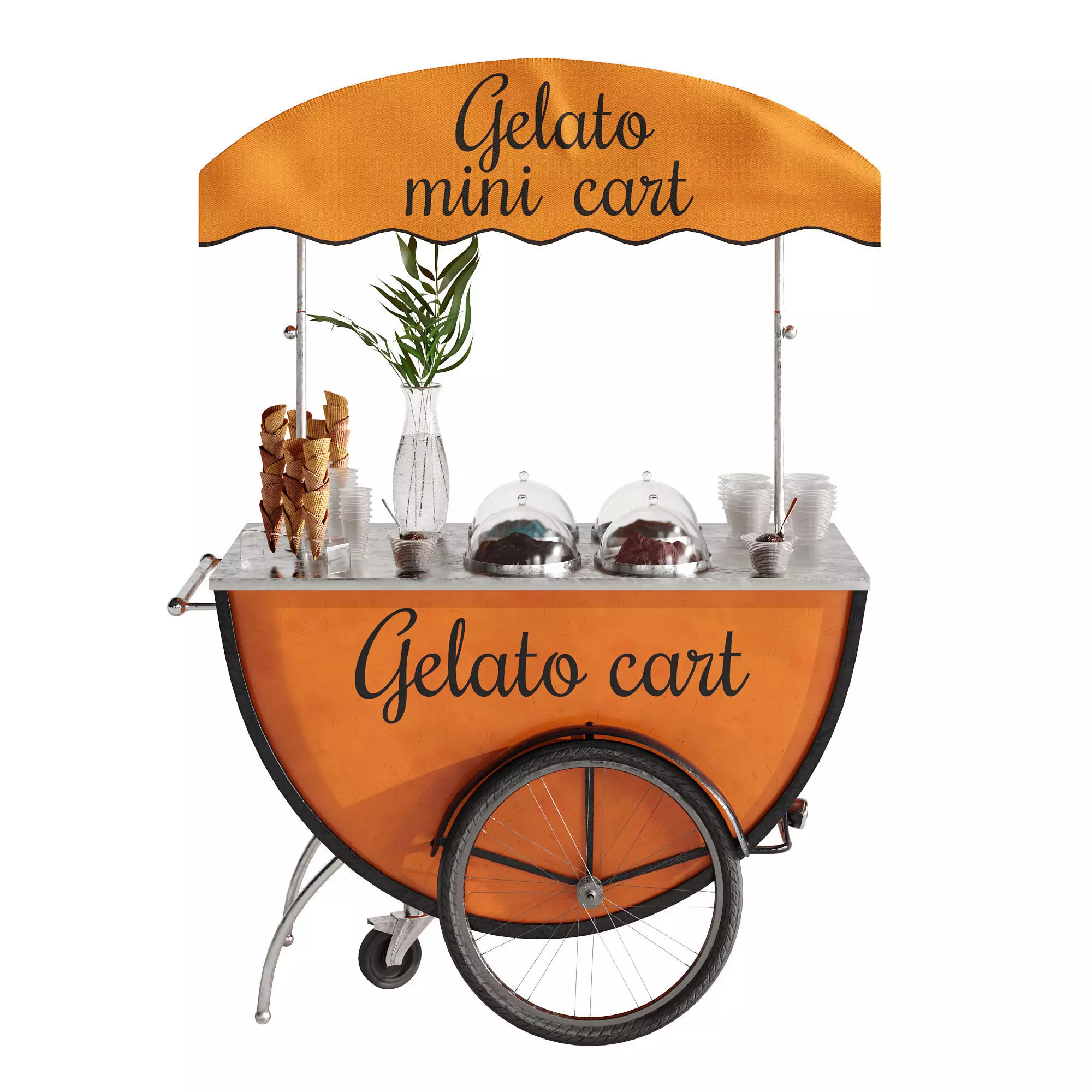 Gelato cart 2 orange 3D model_0