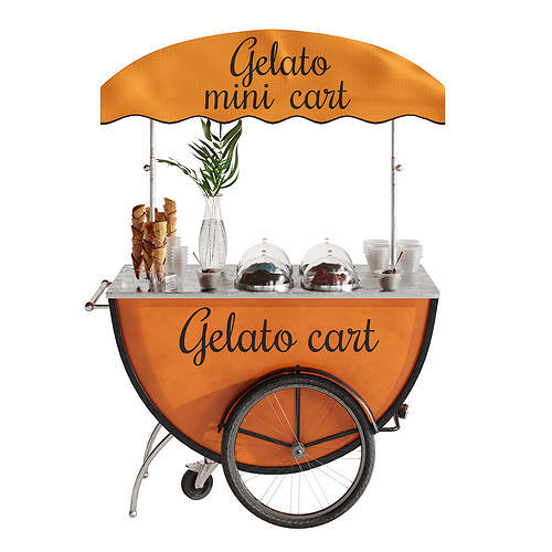 Gelato cart 2 orange 3D model