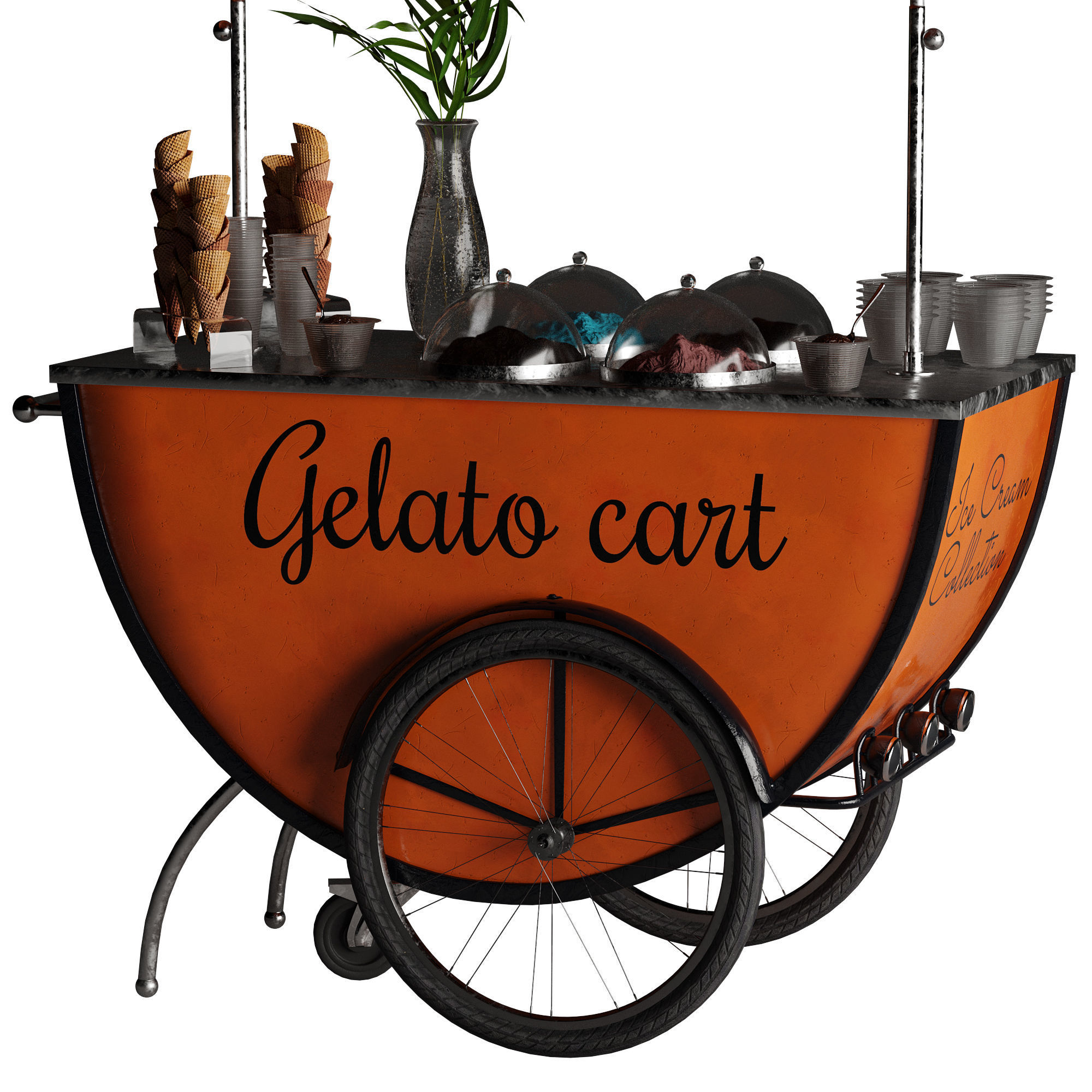 Gelato cart 2 orange 3D model_27