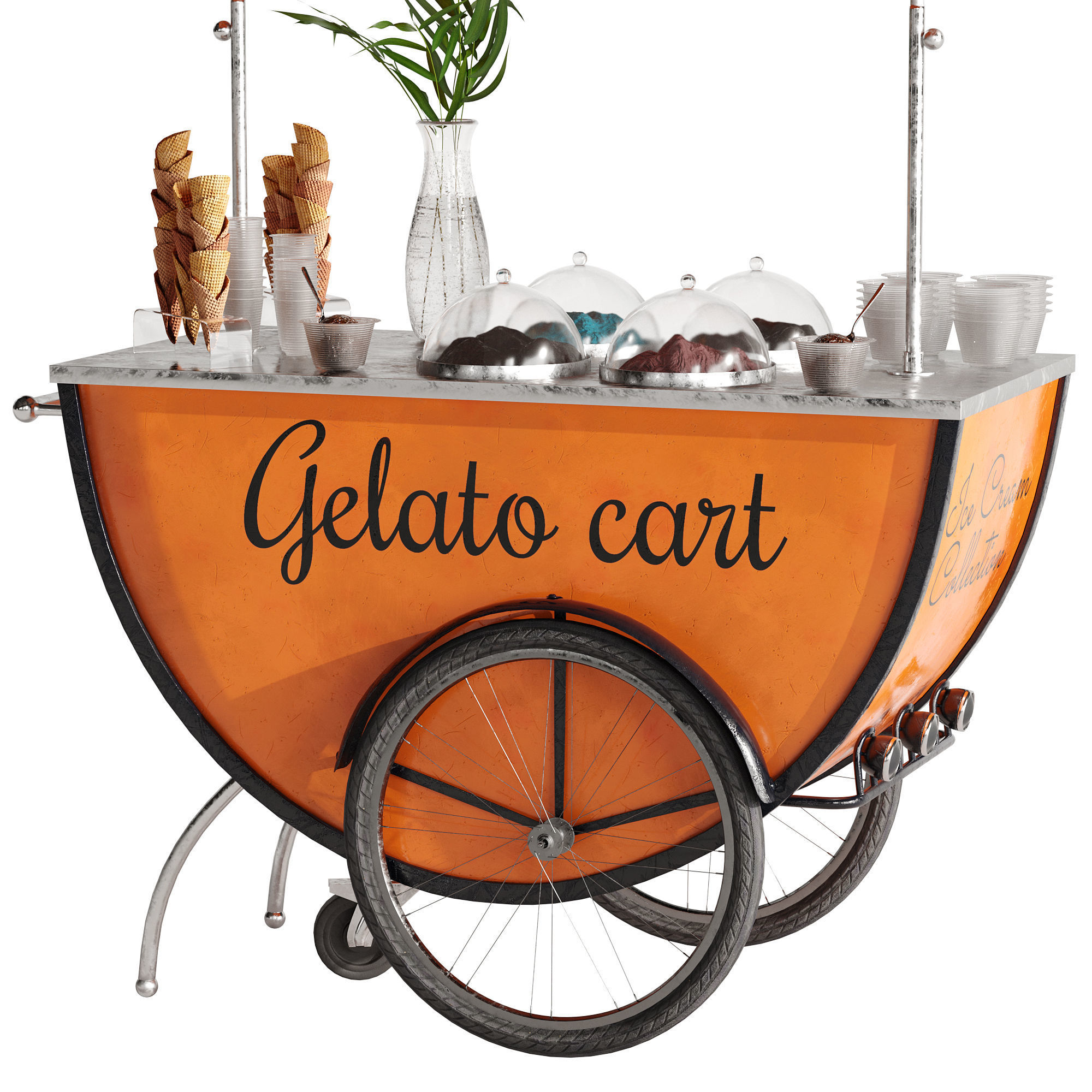 Gelato cart 2 orange 3D model_12