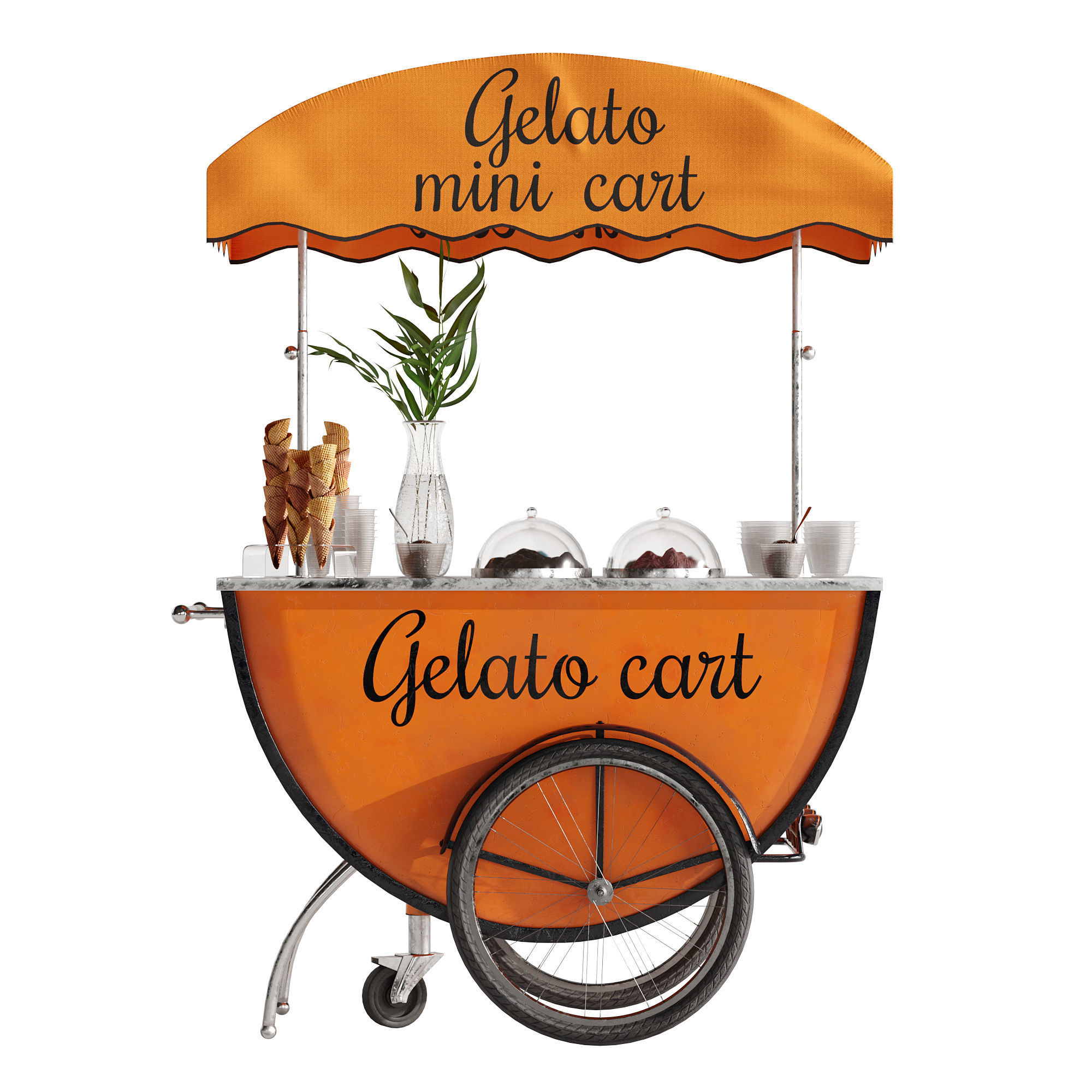 Gelato cart 2 orange 3D model_5