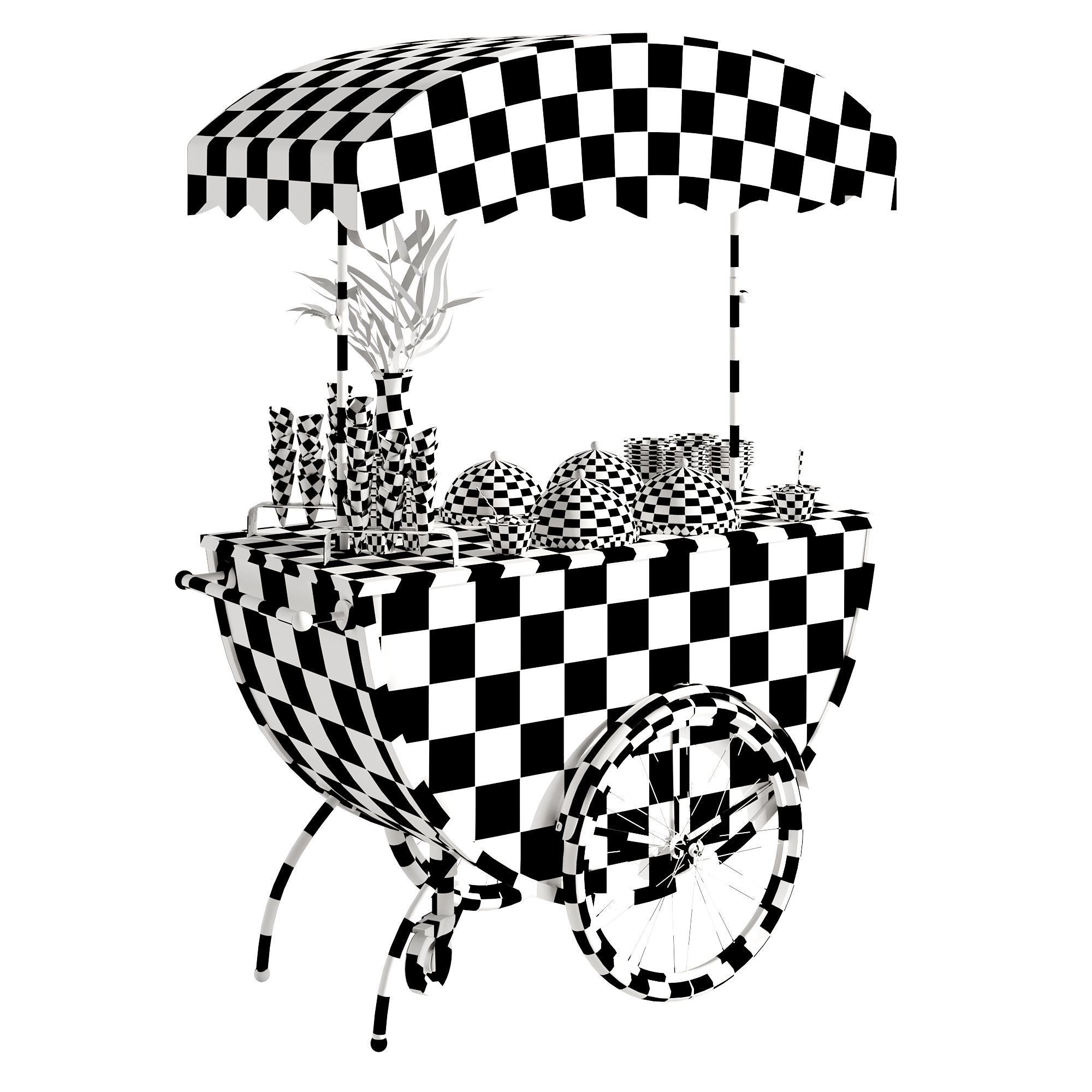 Gelato cart 2 orange 3D model_4