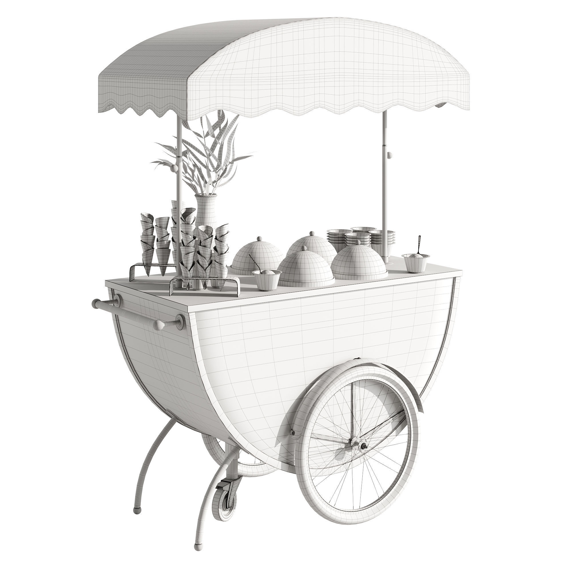 Gelato cart 2 orange 3D model_3