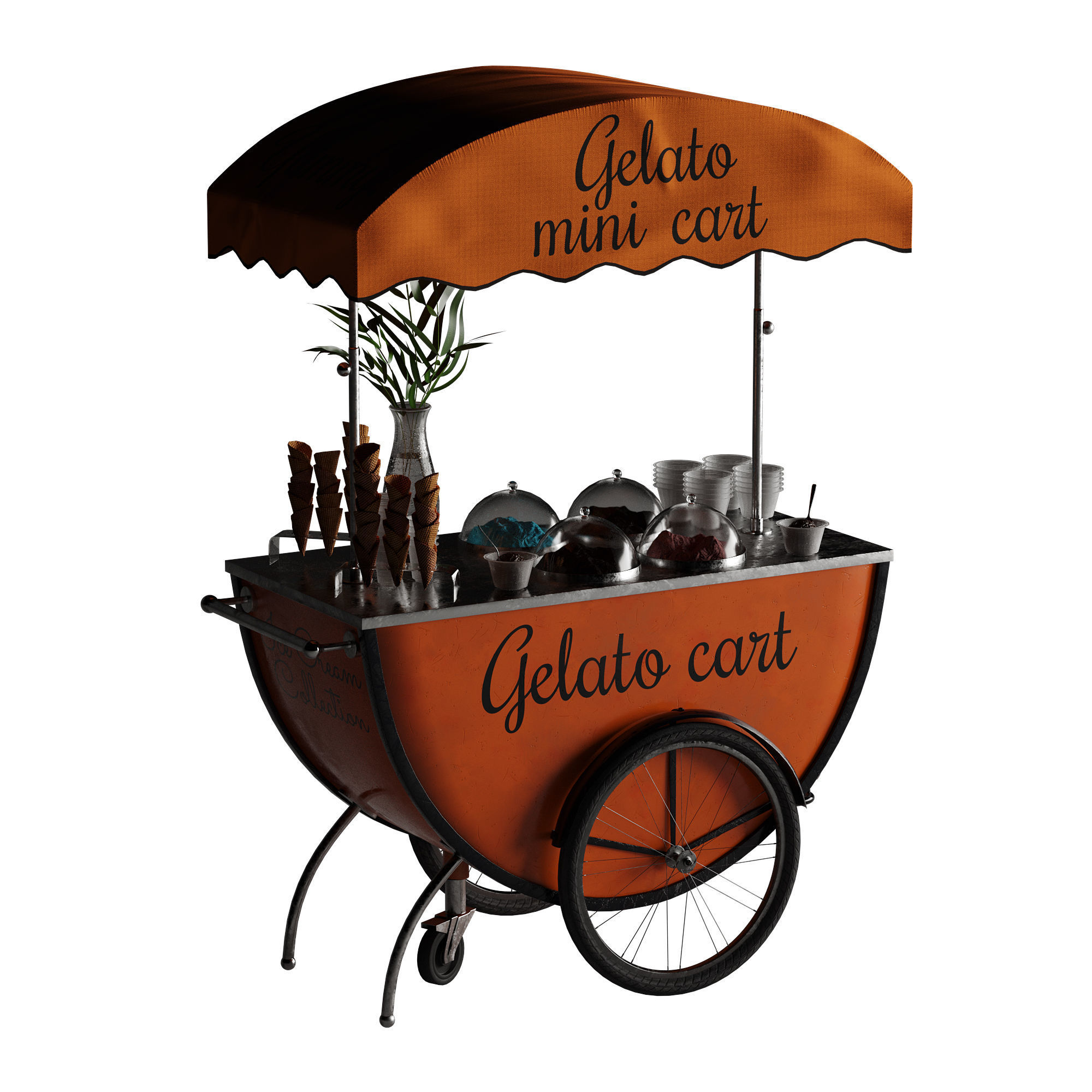 Gelato cart 2 orange 3D model_25