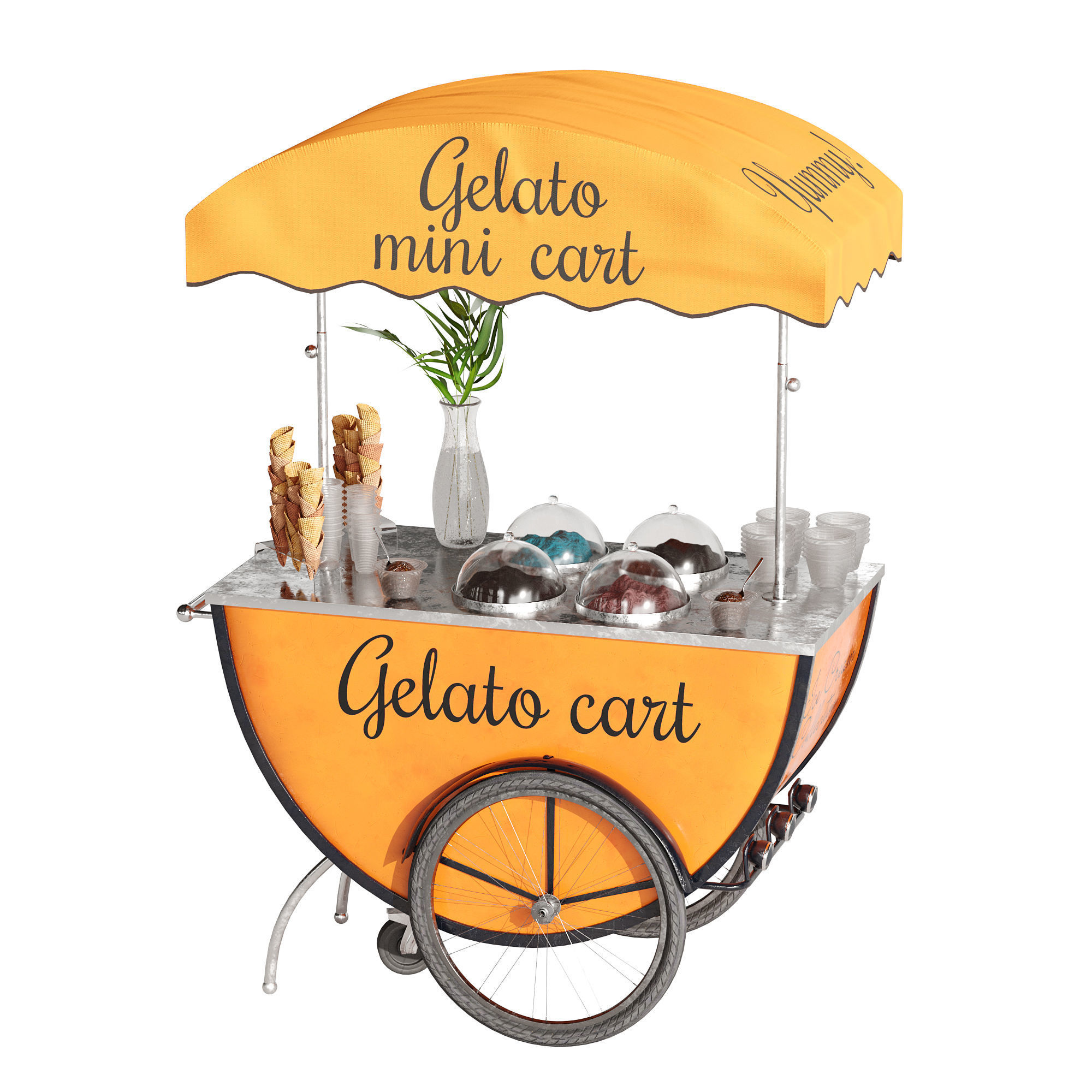 Gelato cart 2 orange 3D model_18