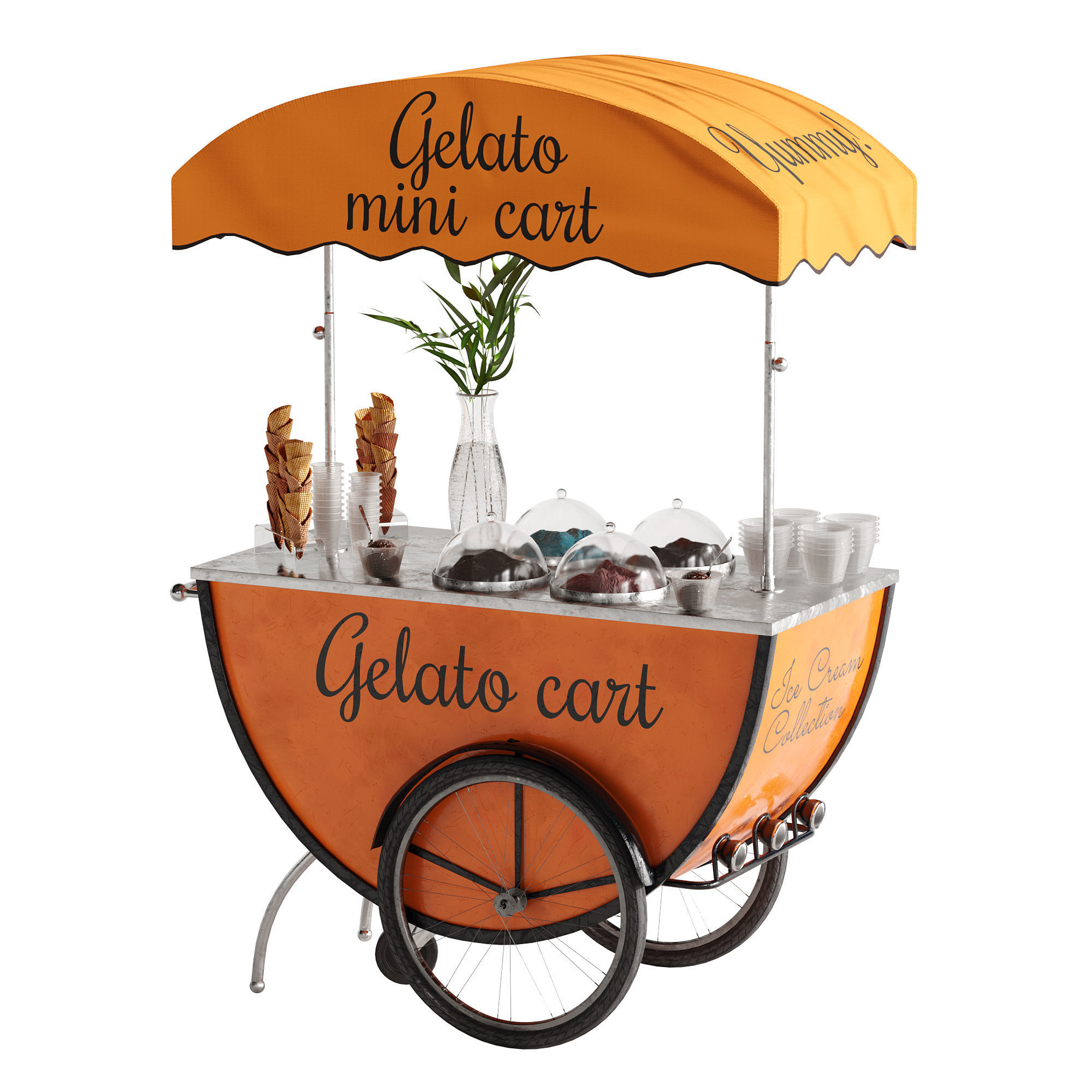 Gelato cart 2 orange 3D model_15