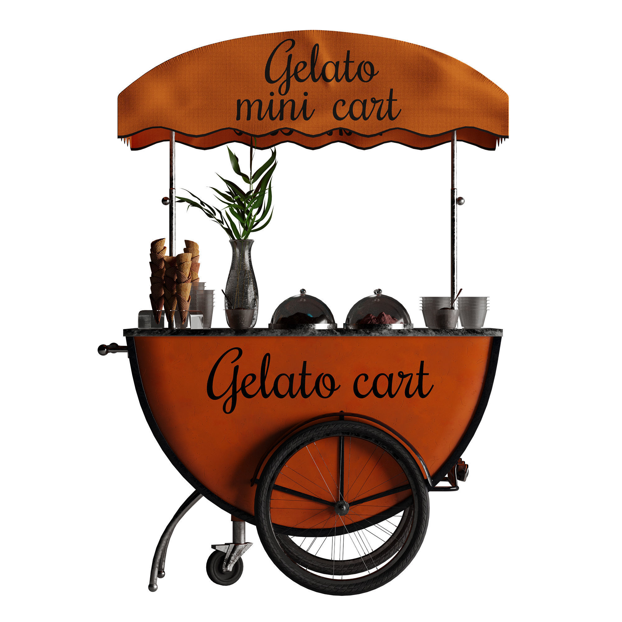 Gelato cart 2 orange 3D model_24