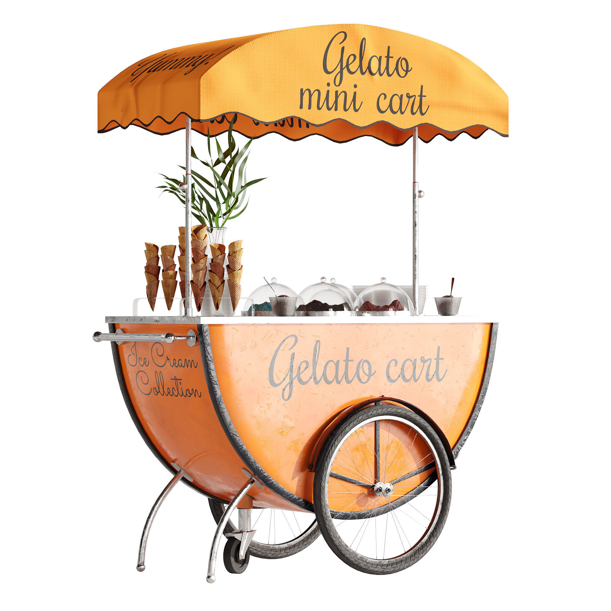 Gelato cart 2 orange 3D model_7