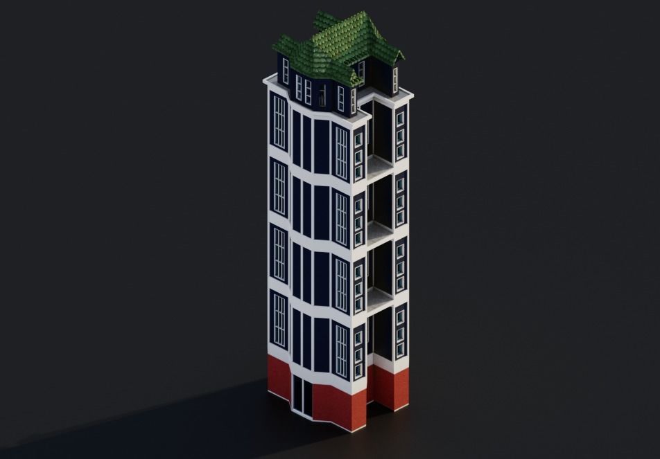 Pack City Crtoon  Low-poly 3D model_4