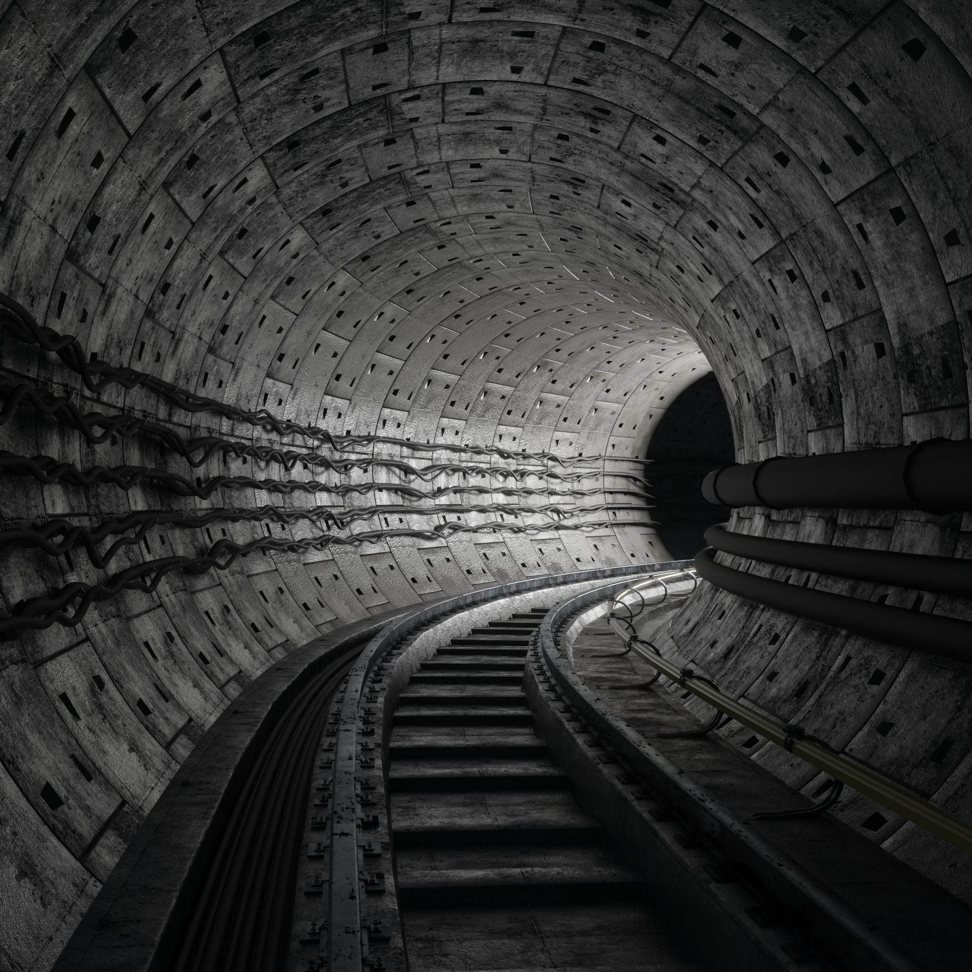 Metro tunnel 3D model_6