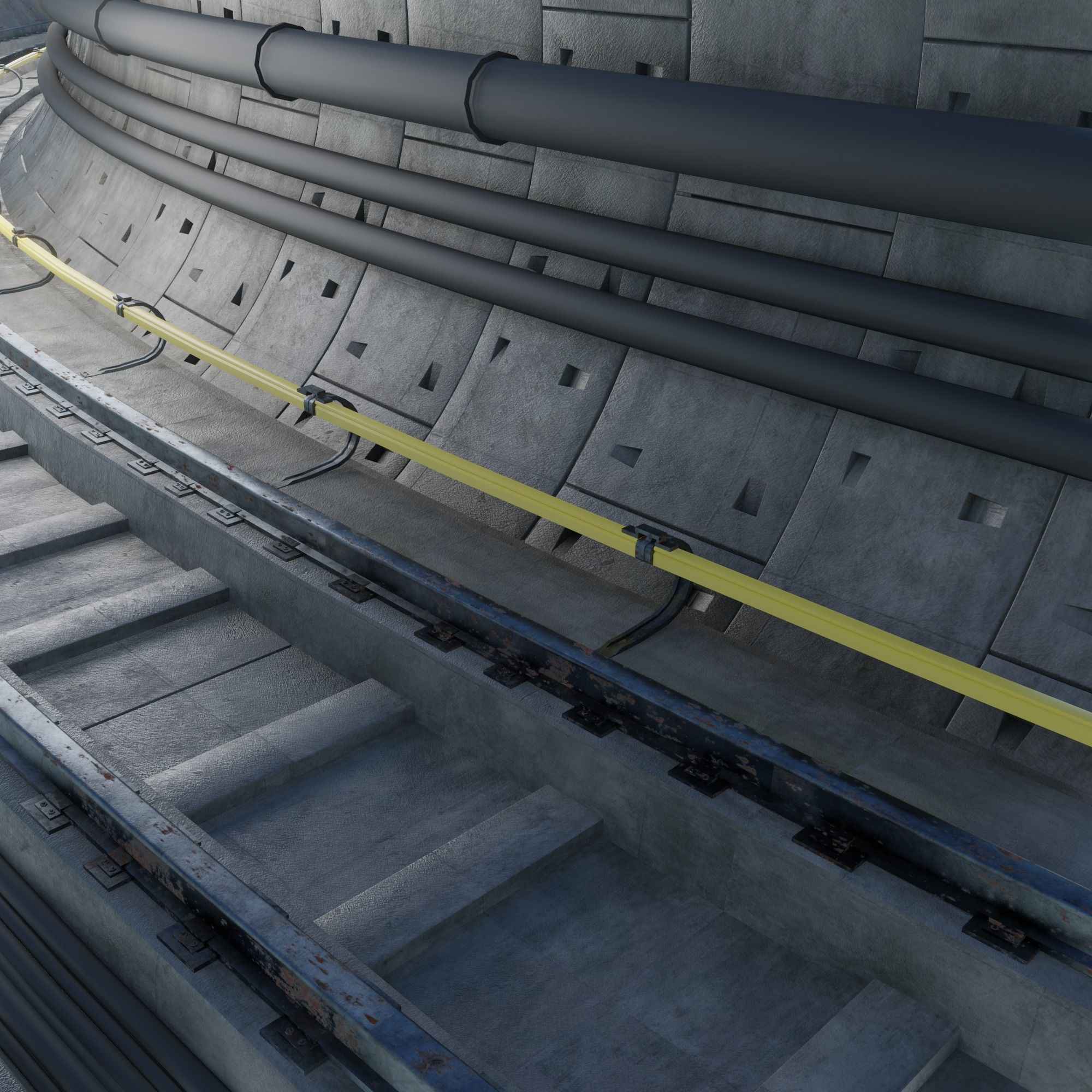Metro tunnel 3D model_7