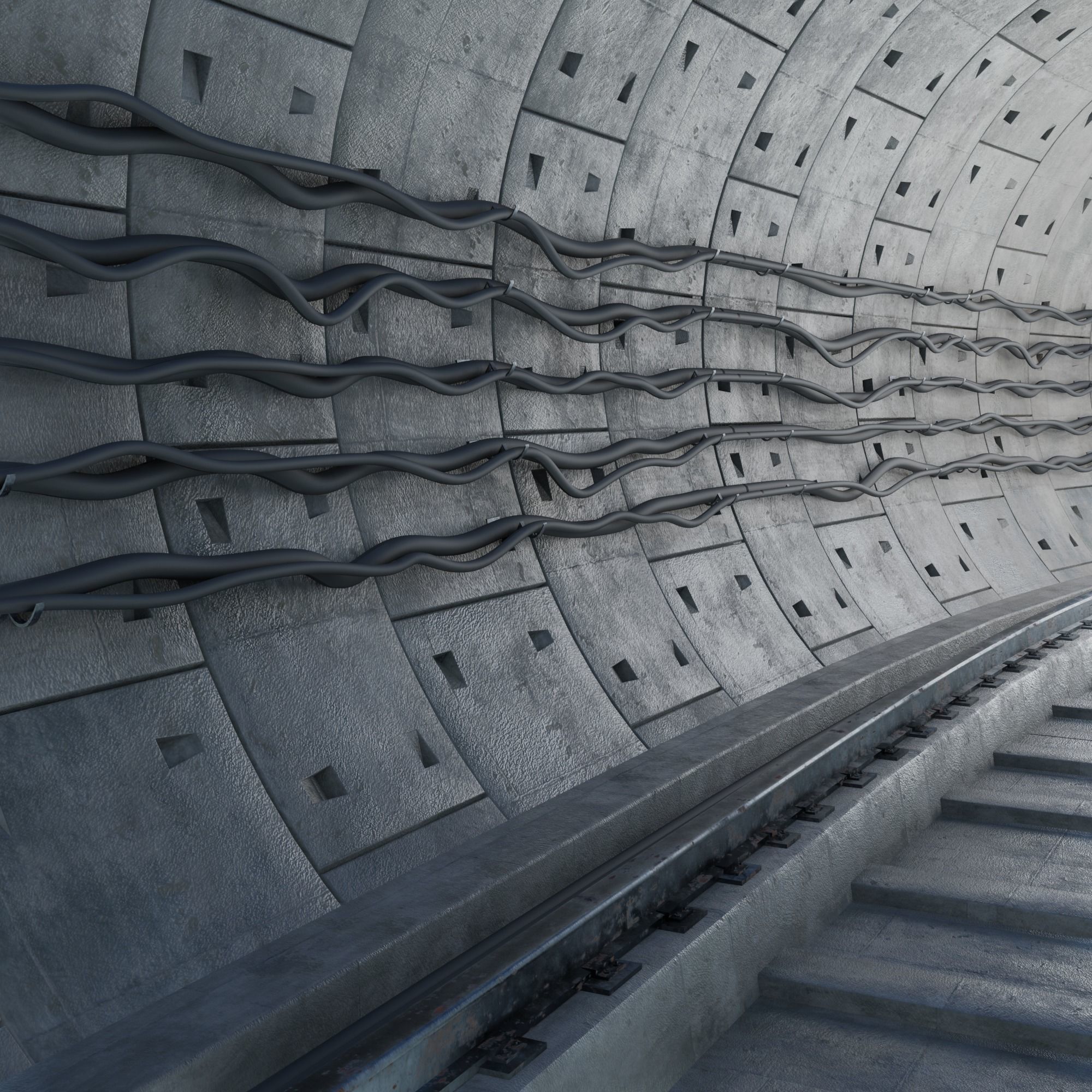 Metro tunnel 3D model_1