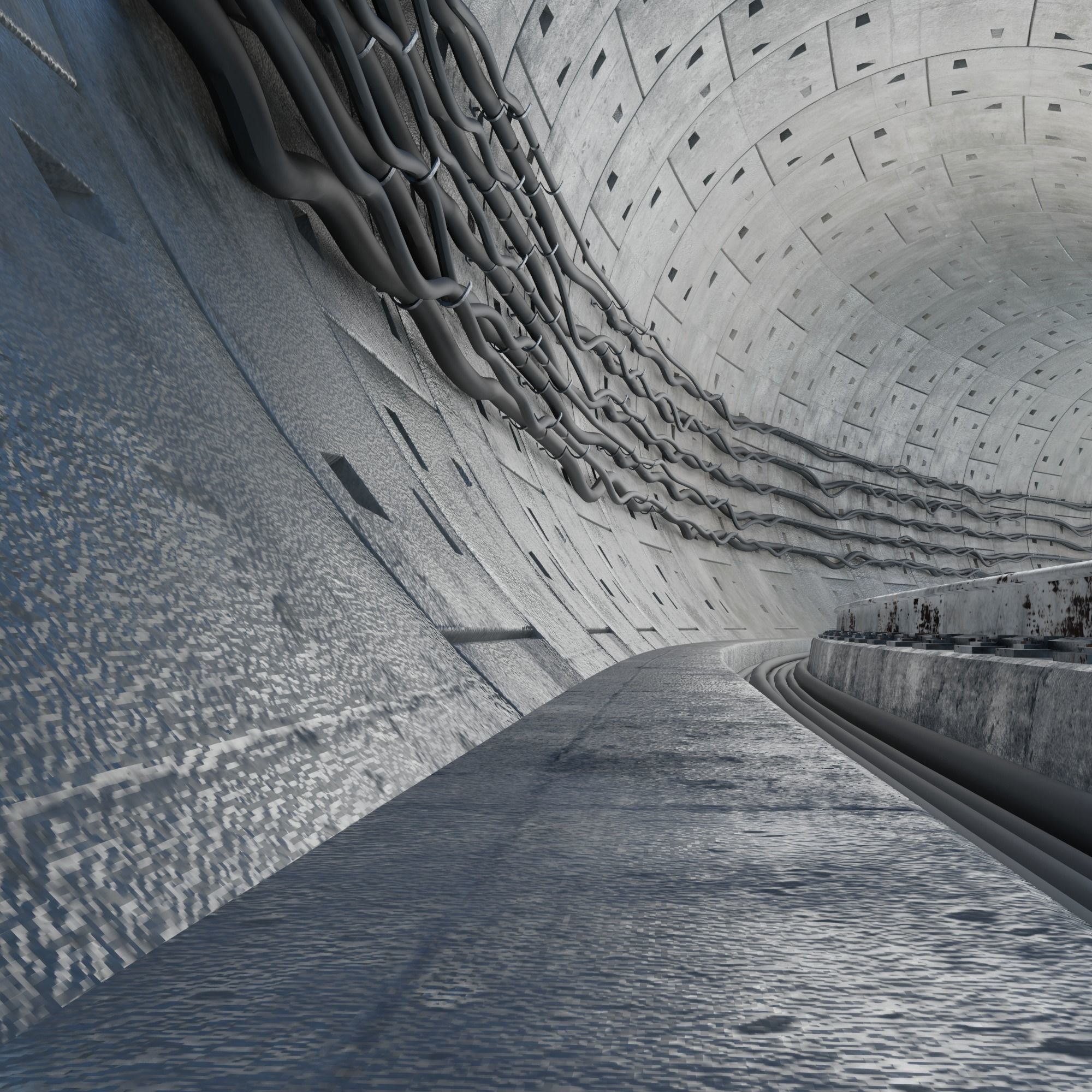 Metro tunnel 3D model_3