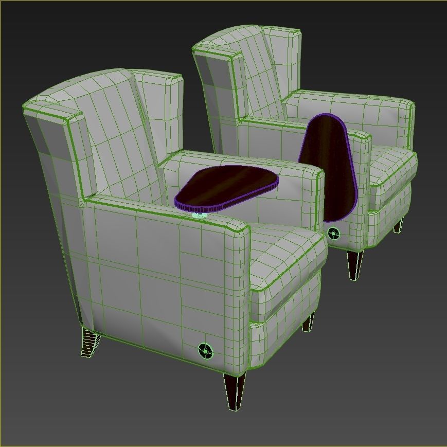 H Contract  Clifton and Emma Tablet Arm Chairs 3D model_9