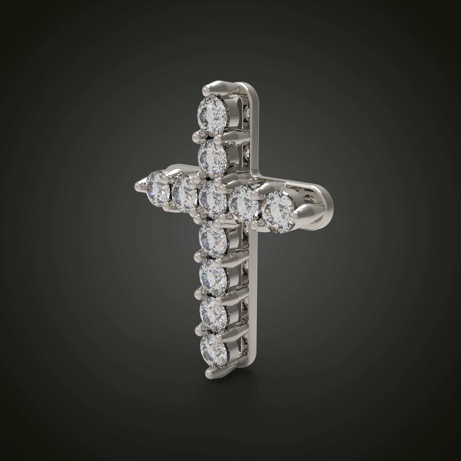 Cross with gemstones 3D print model_3