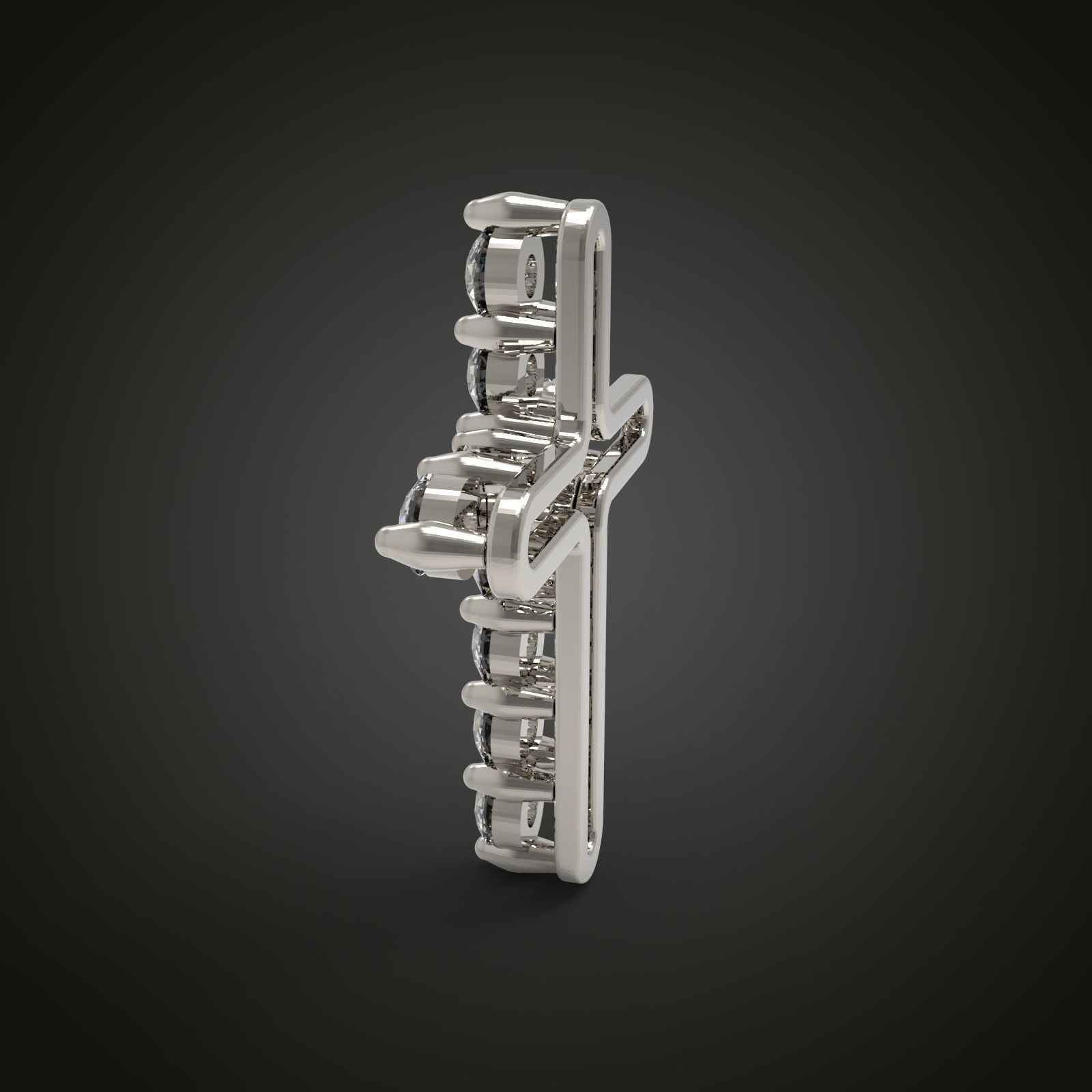 Cross with gemstones 3D print model_2
