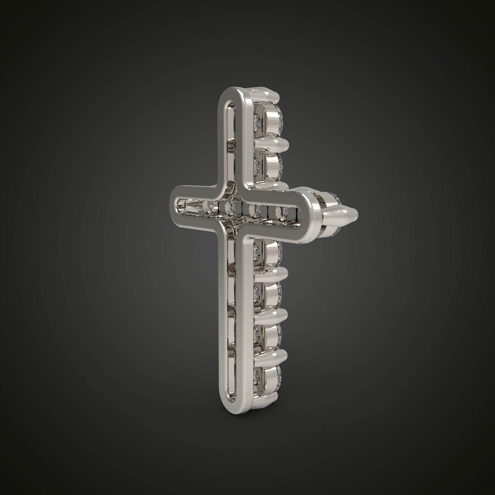 Cross with gemstones 3D print model_8