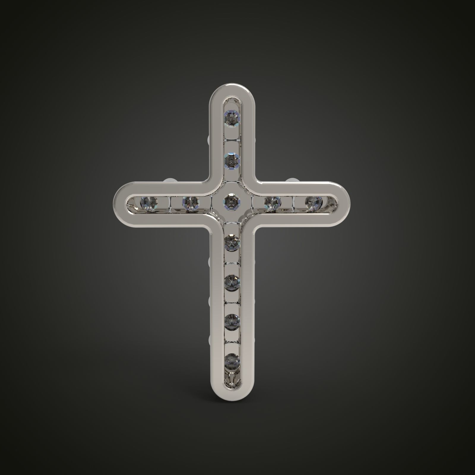 Cross with gemstones 3D print model_10