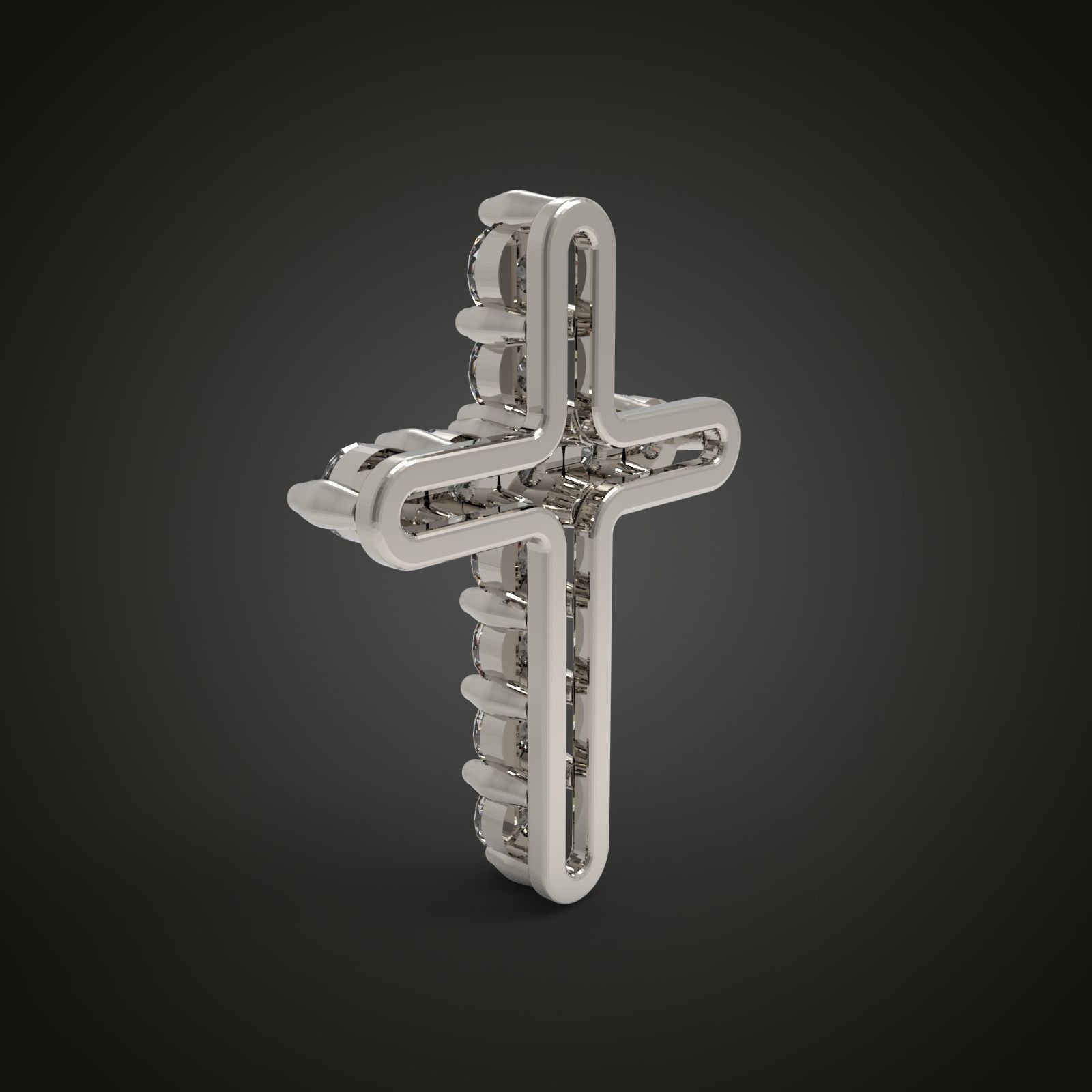 Cross with gemstones 3D print model_11
