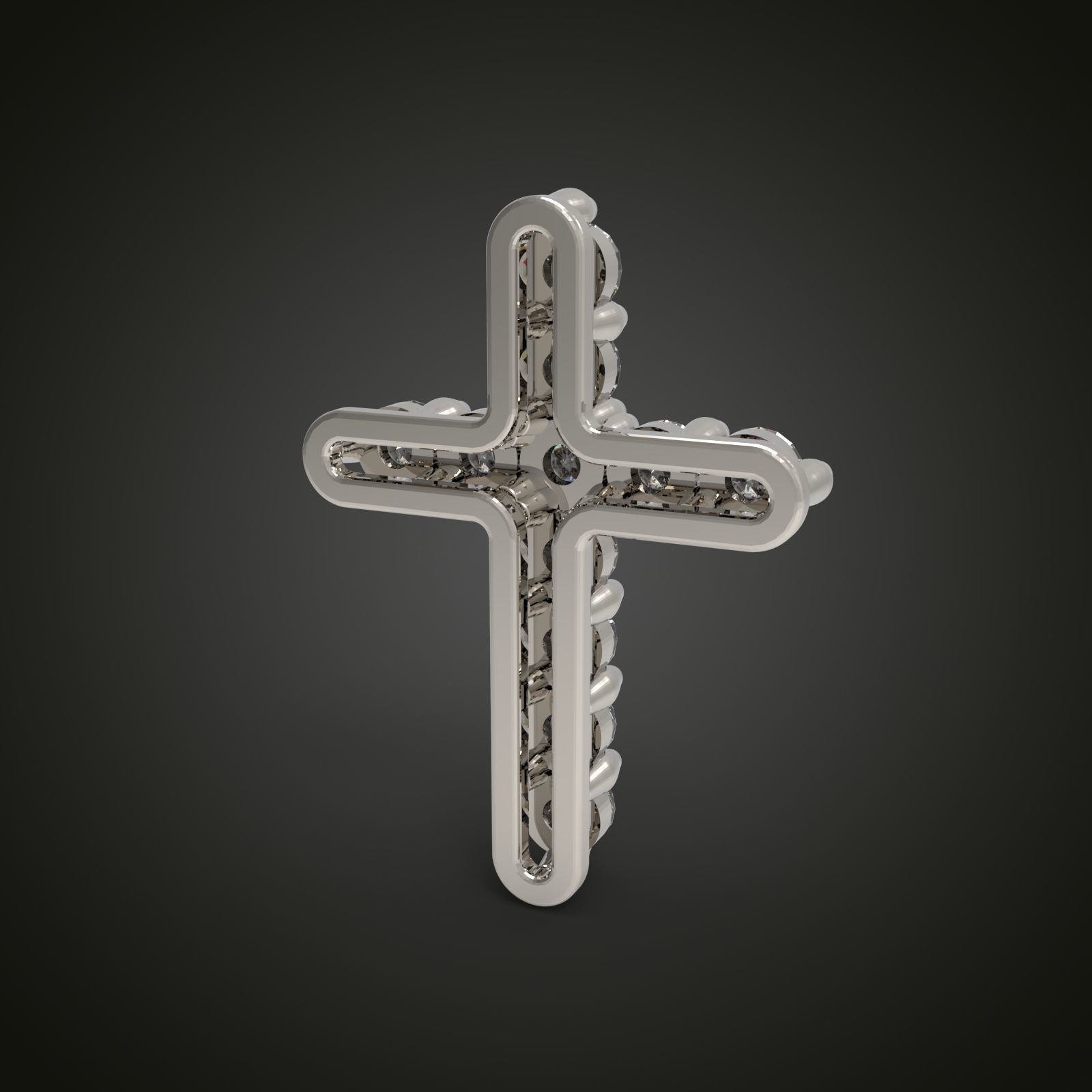 Cross with gemstones 3D print model_9