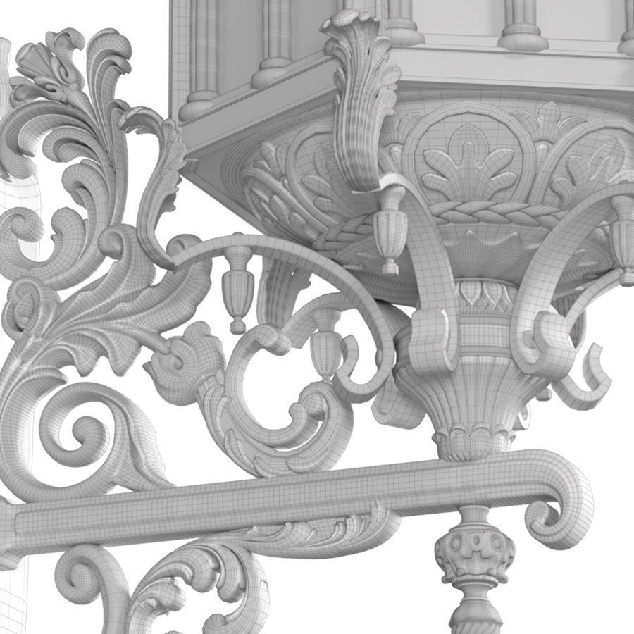 Arabic Streetlight Wall Lighted Copper Lantern Sconce 3D model_5