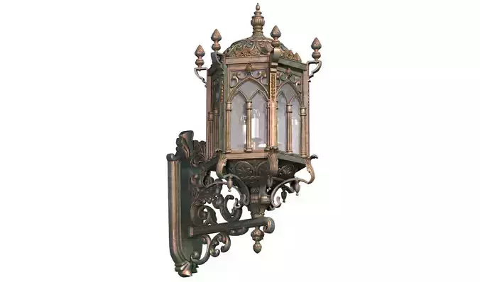 Arabic Streetlight Wall Lighted Copper Lantern Sconce